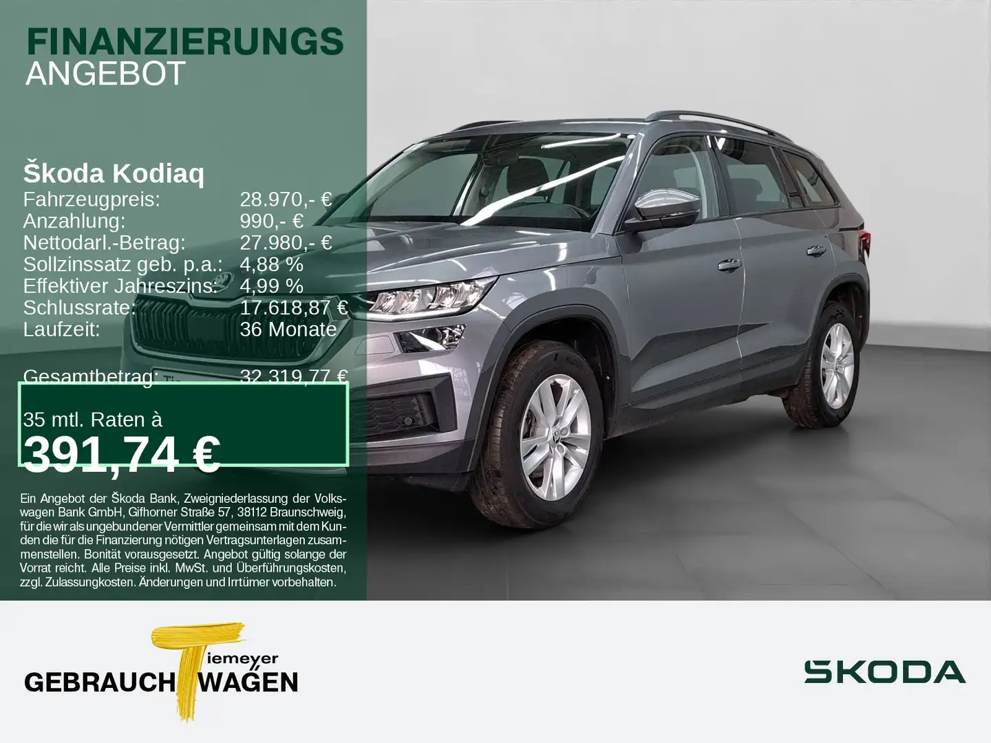 Skoda Kodiaq 2.0 TDI DSG FACELIFT LED NAVI KAMERA AHK Grau - 1