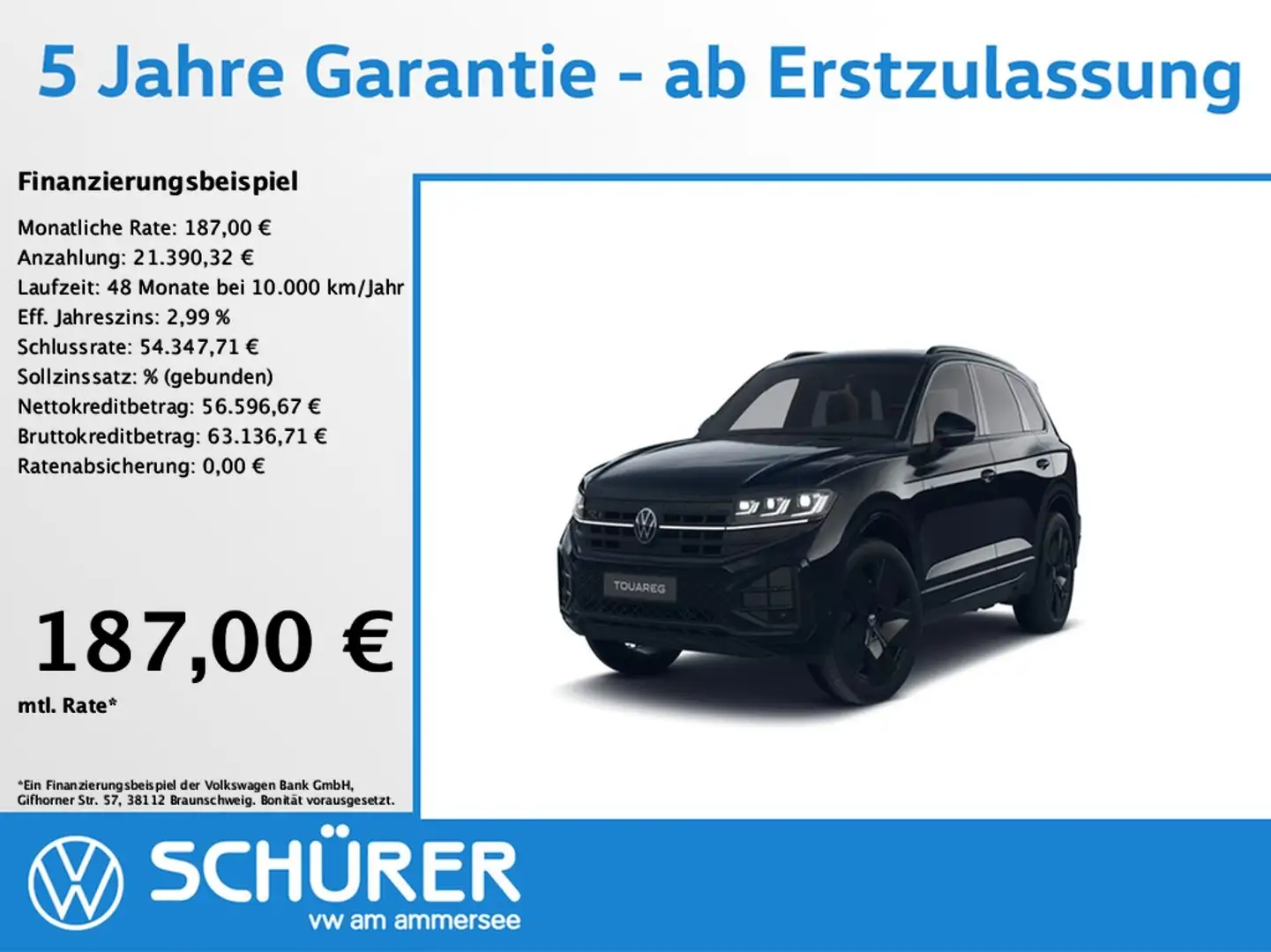 Volkswagen Touareg 3.0TDI R-Line BlackStyle Pano Wankstabilisierun... Noir - 1