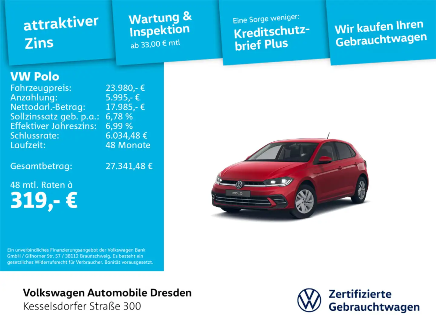 Volkswagen Polo Style 1.0 TSI Rot - 1