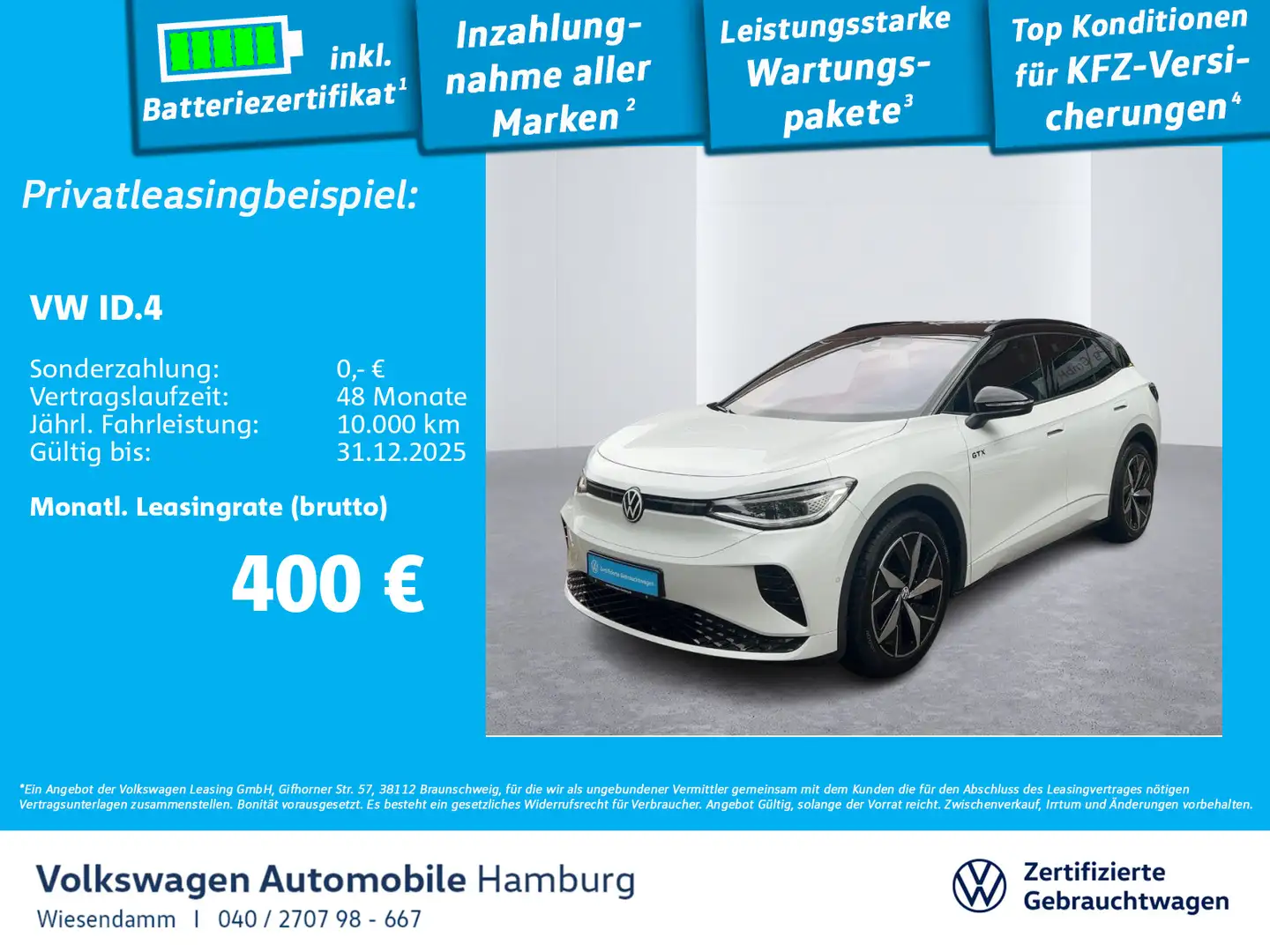 Volkswagen ID.4 GTX 4Motion AHK/WÄRMEPUMPE/KAMERA/HUD/ACC Weiß - 1