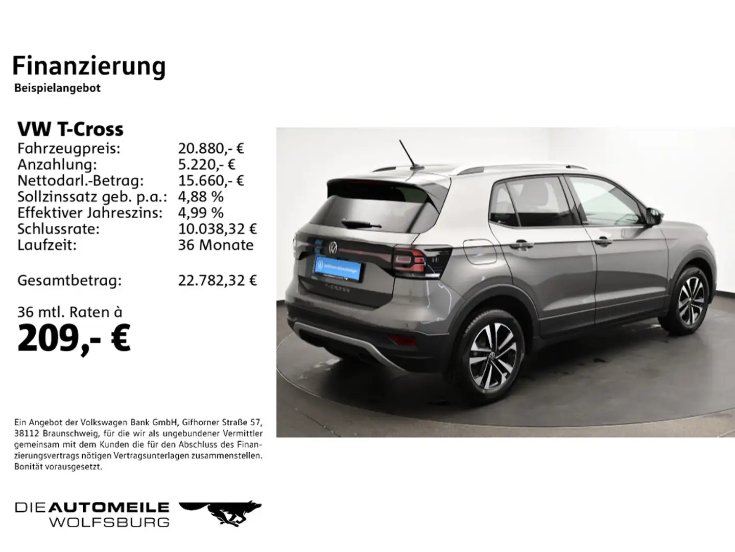 Volkswagen T-Cross 1.0 TSI United AHK/ACC/Rückkam Grau - 2