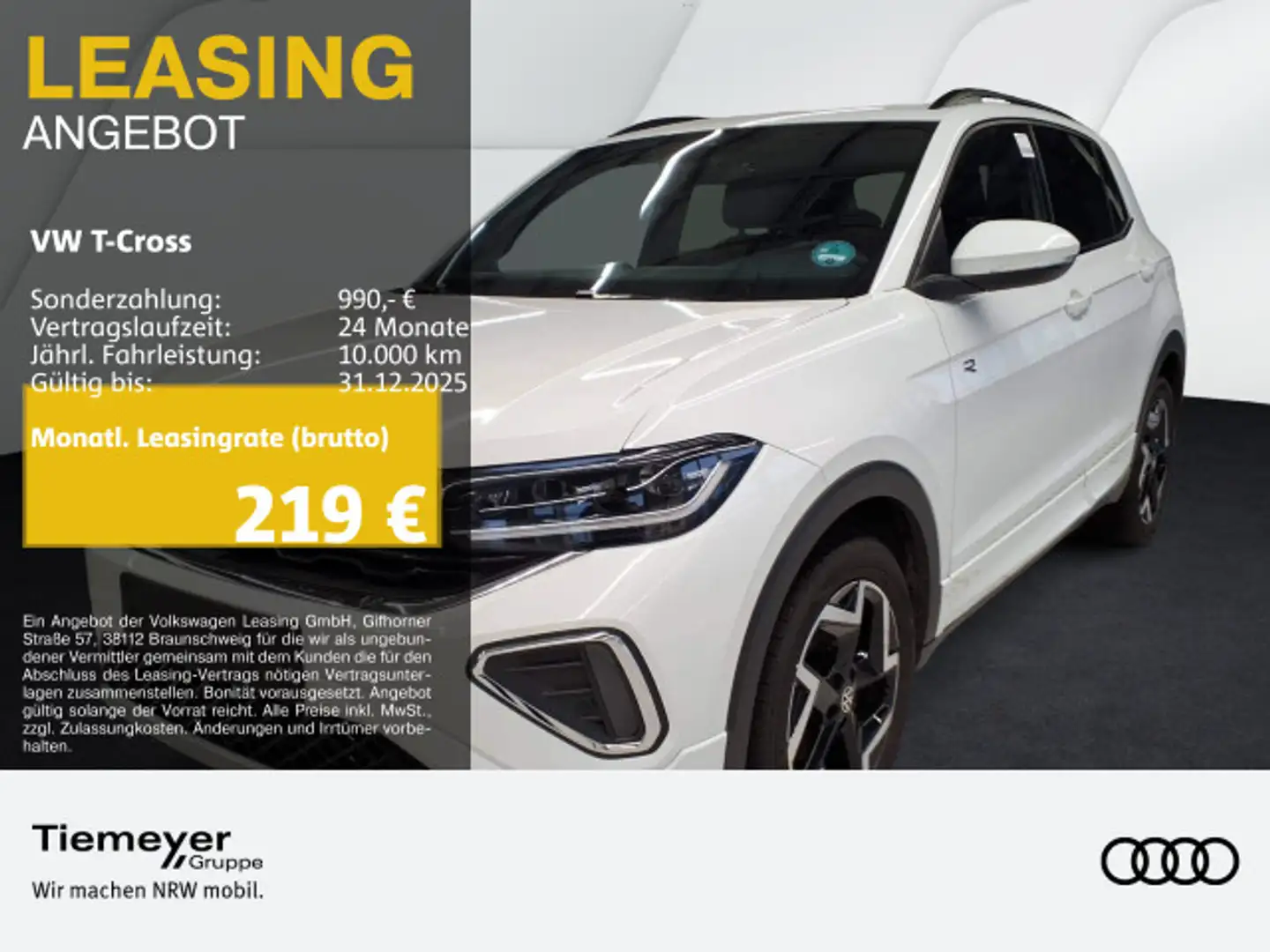 Volkswagen T-Cross 1.5 TSI DSG R-LINE AHK KAMERA IQ.DRIVE N Weiß - 1