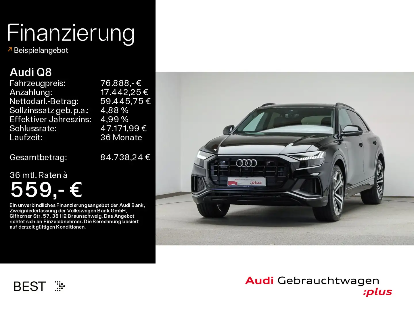 Audi Q8 50 TDI 2 x S line*Pano*AHK*Assist*B&O*Matrix Schwarz - 1