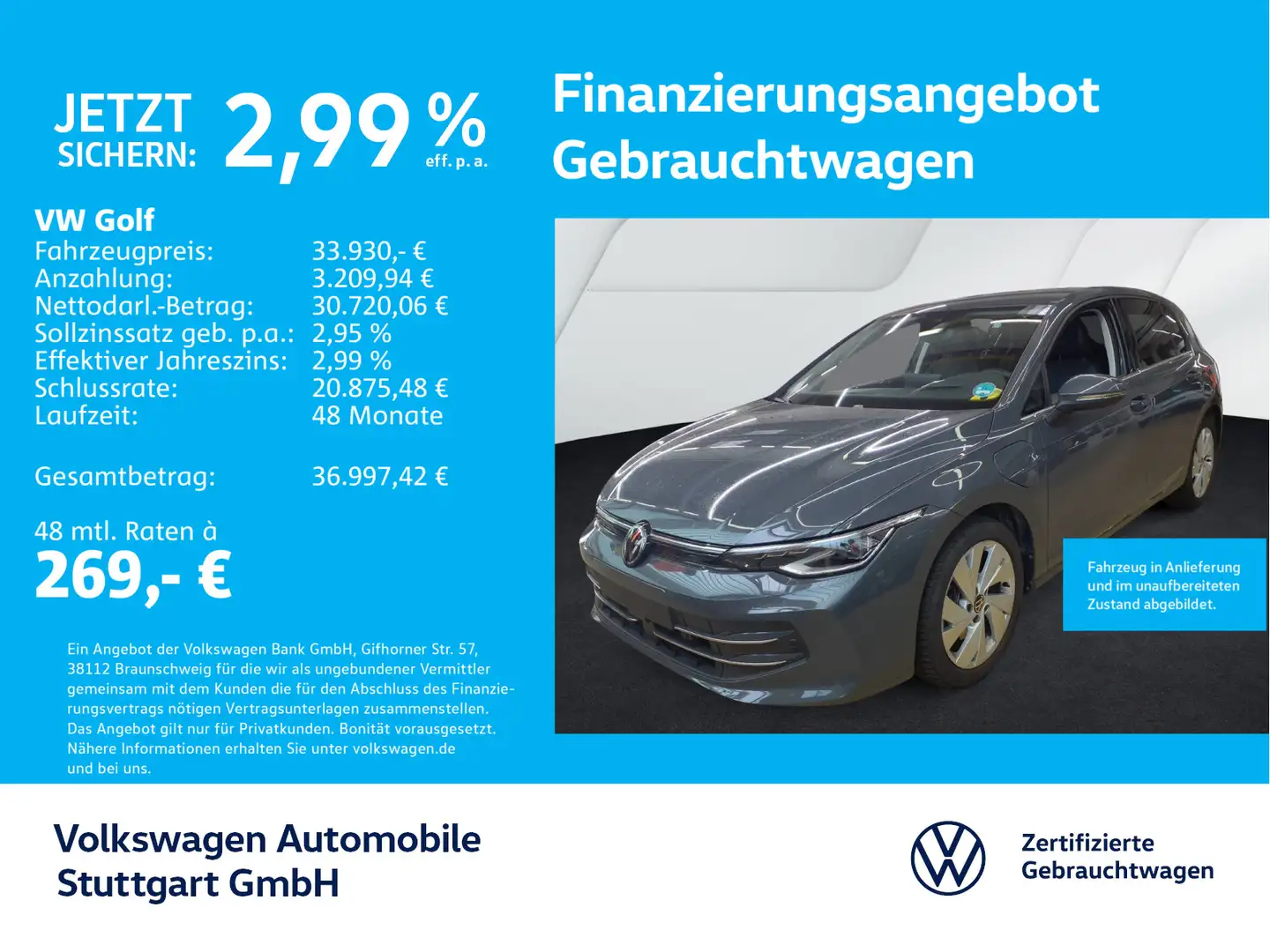 Volkswagen Golf Style 1.5 TSI DSG Navi Kamera AHK ACC SHZ Grau - 1