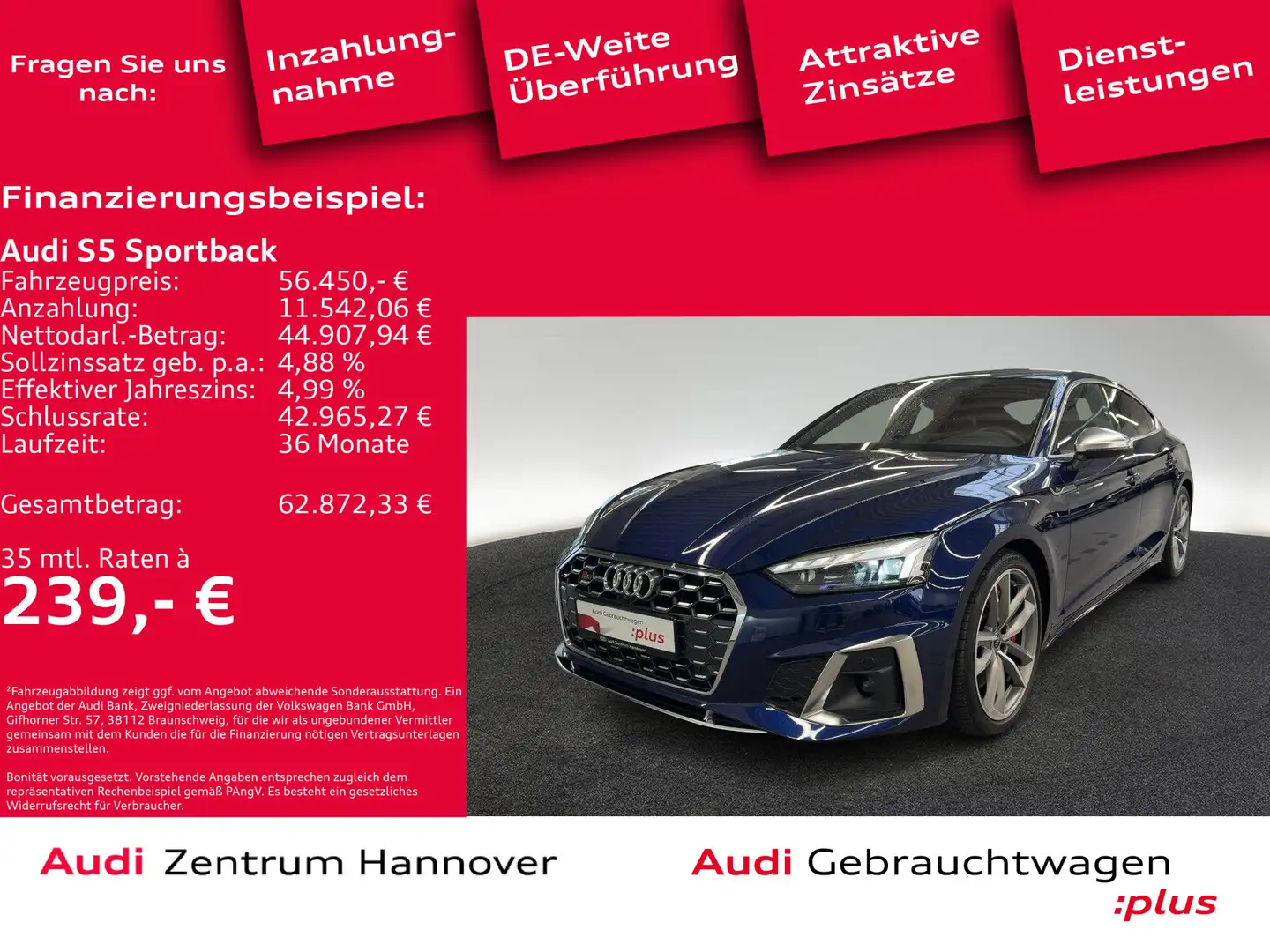 Audi S5 55 TDI quattro Matrix Head-Up Kamer Blau - 1