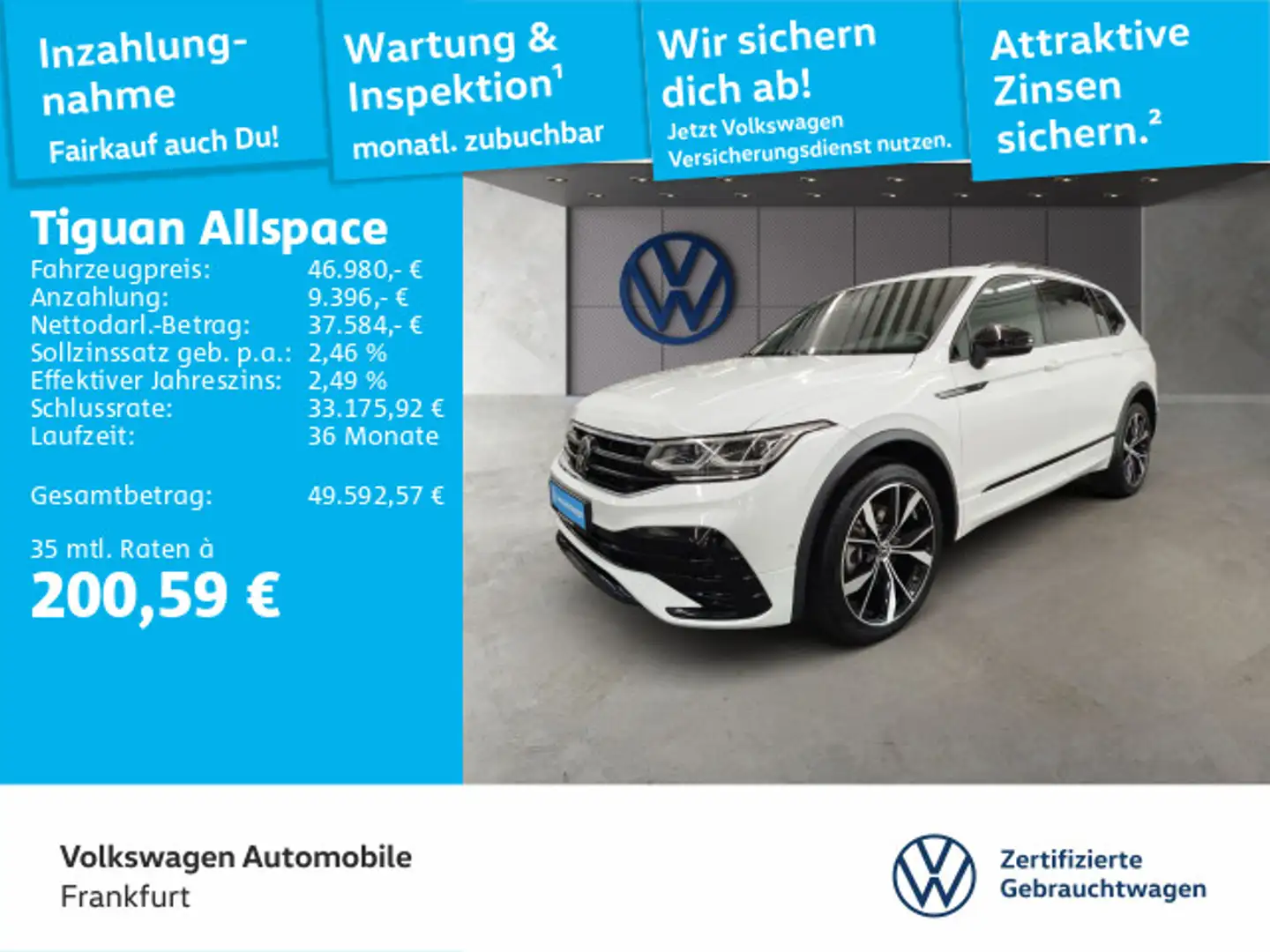 Volkswagen Tiguan Allspace 2.0 TDI DSG R-Line 4Motion IQ.Li Weiß - 1