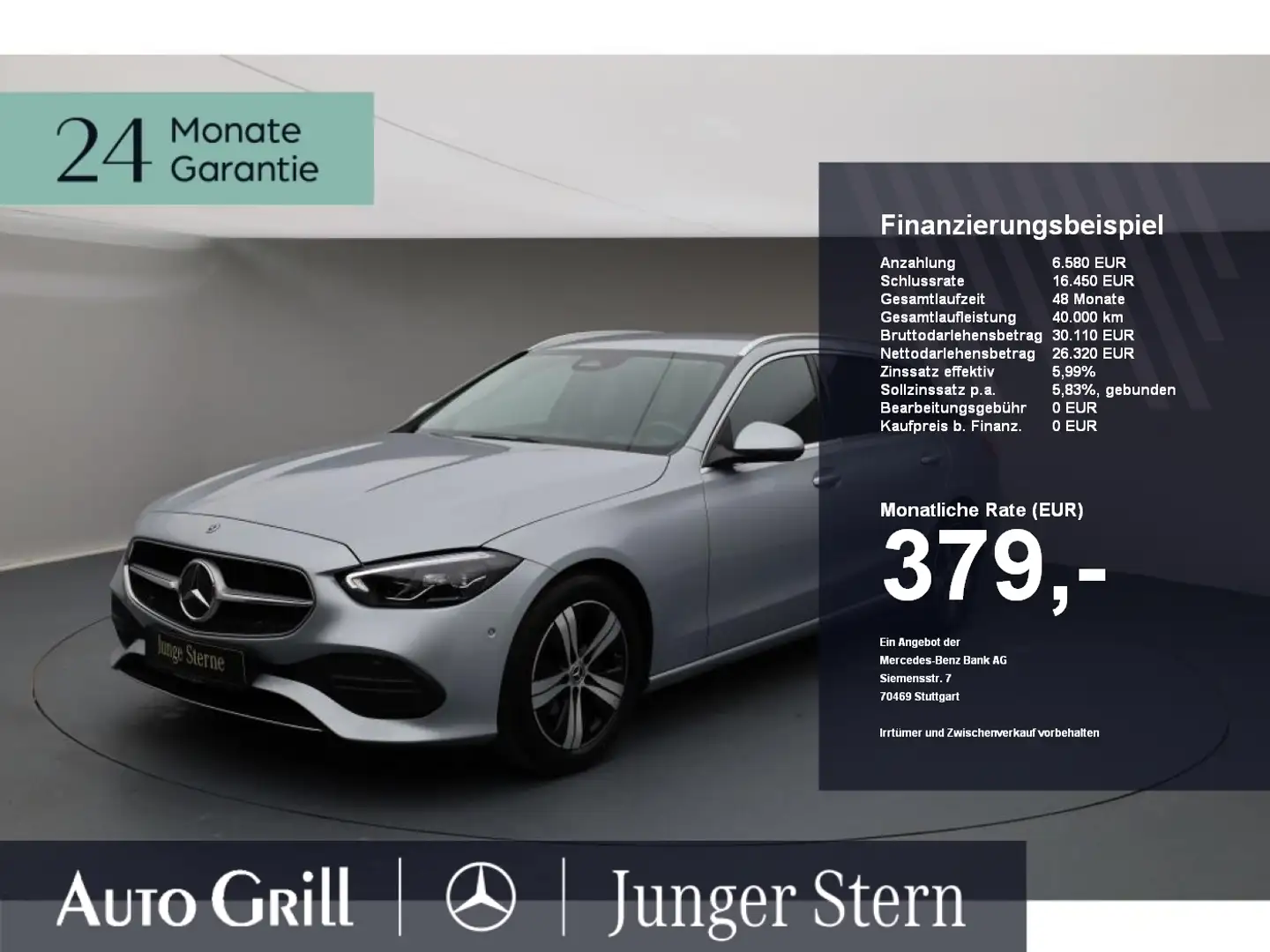Mercedes-Benz C 180 T Avantgarde Distronic Vorr. RFK Totw. AHK Silver - 1
