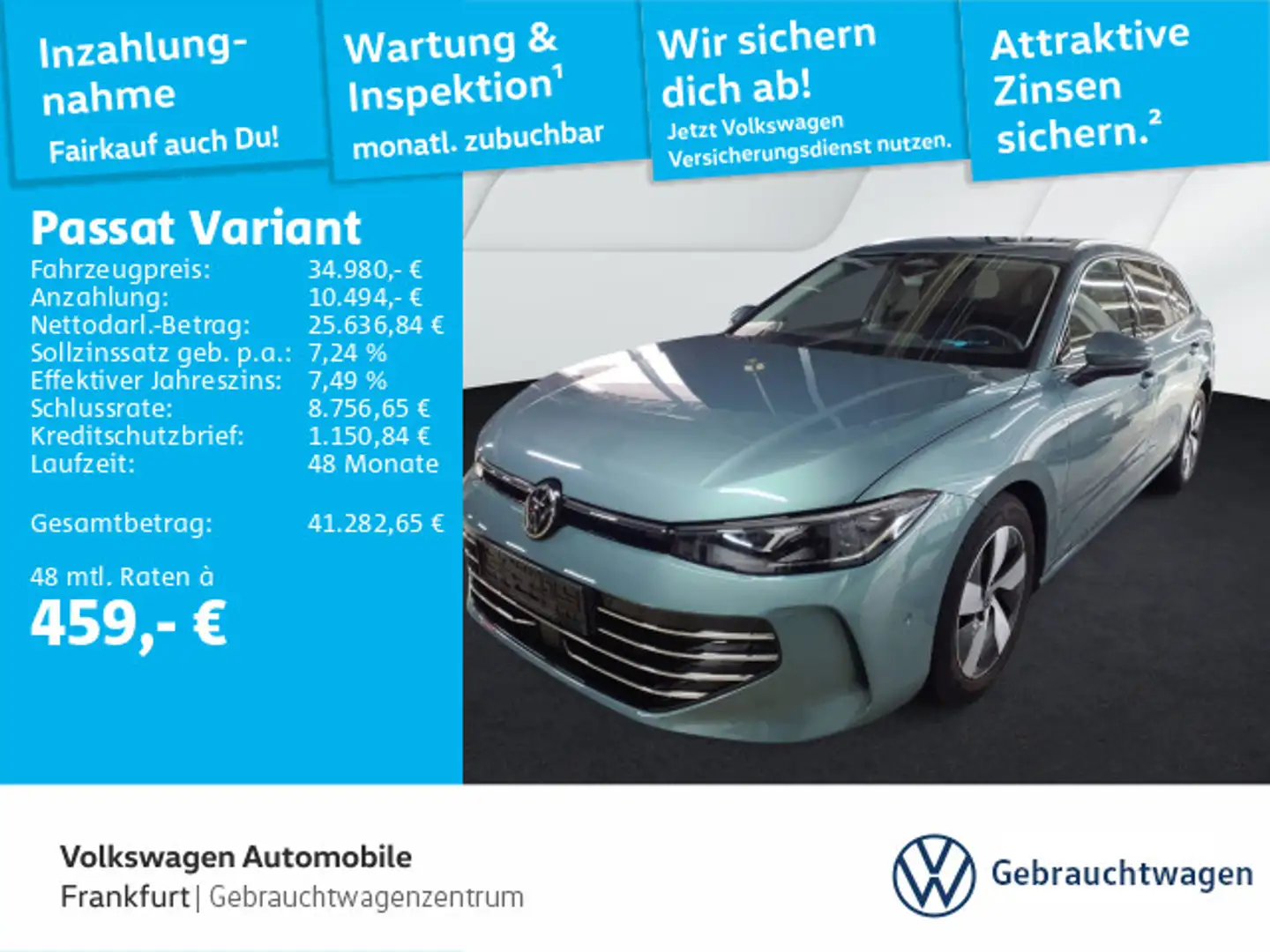 Volkswagen Passat Variant 2.0 TDI DSG Elegance Navi AHK ACC Grün - 1