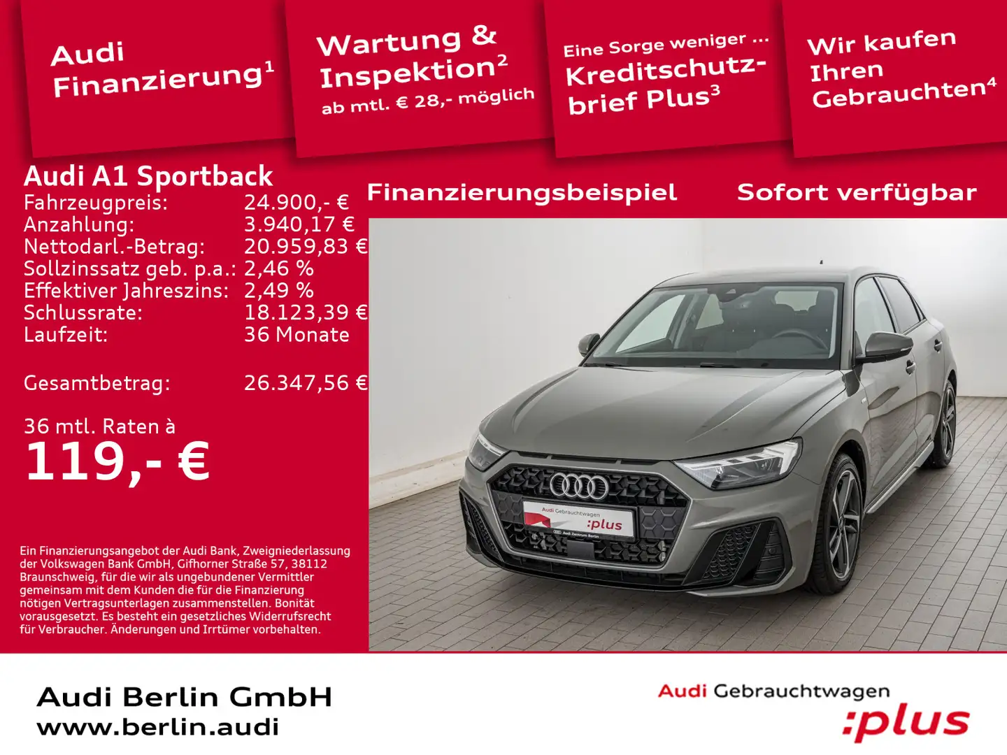 Audi A1 S line 30 TFSI 6-G. VIRTUAL LED PDC Grau - 1