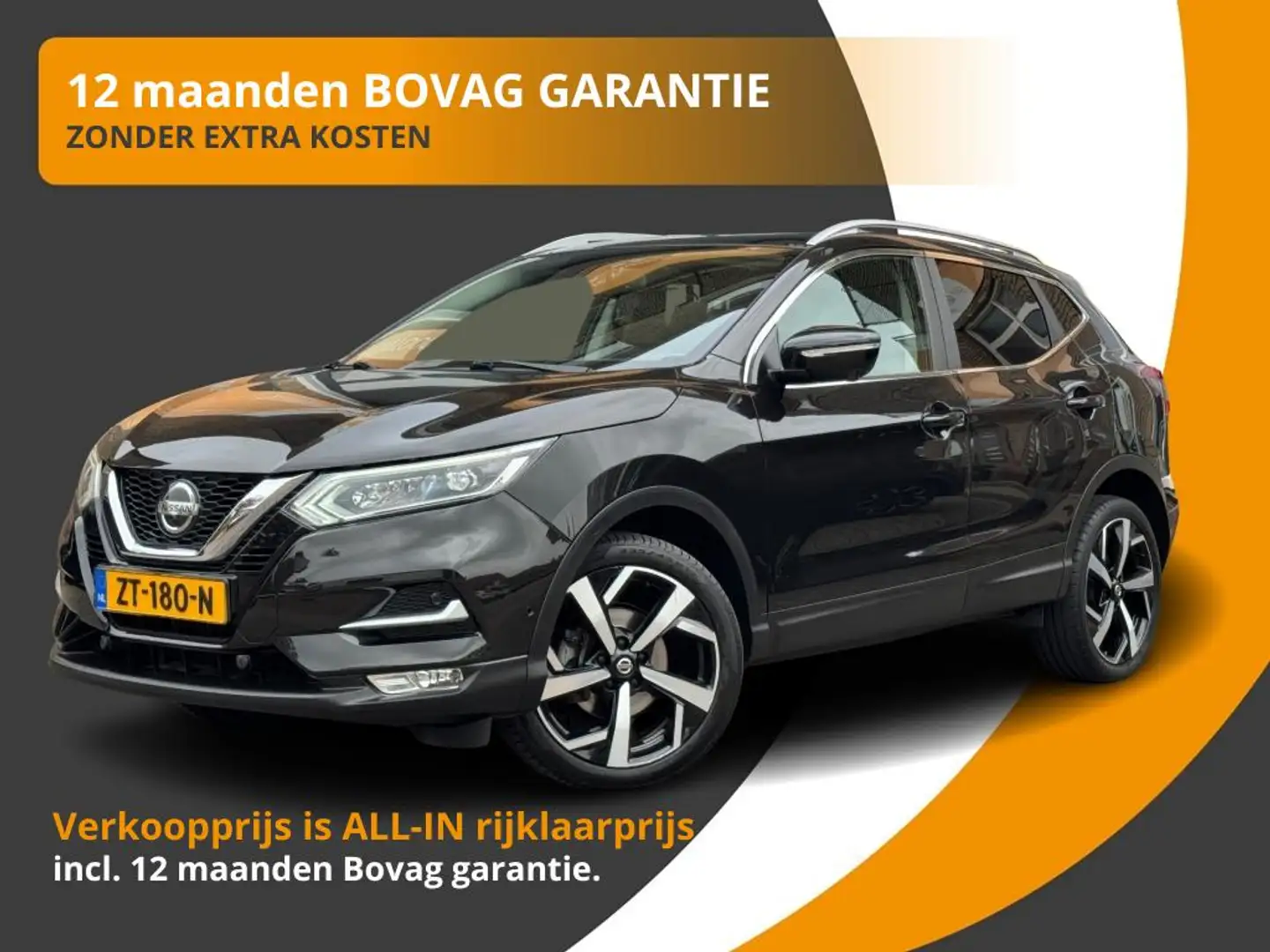 Nissan Qashqai 1.3 DIG-T 140pk TEKNA CARPLAY/PANODAK/360CAMERA/1e Zwart - 1
