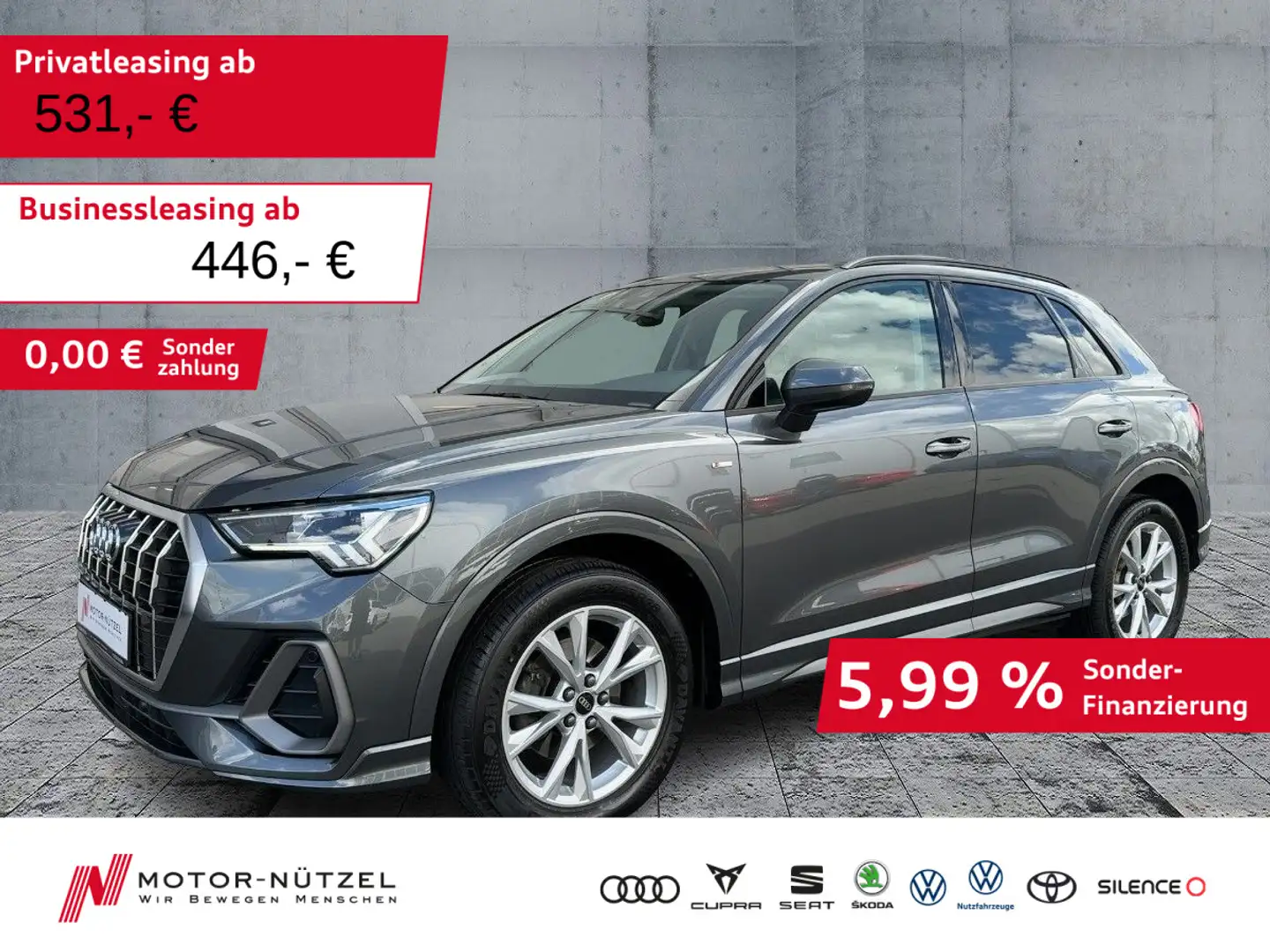 Audi Q3 35 TDI QU S-TR S-LINE LED+NAVI+RFK+SHZ+AHK Grau - 1