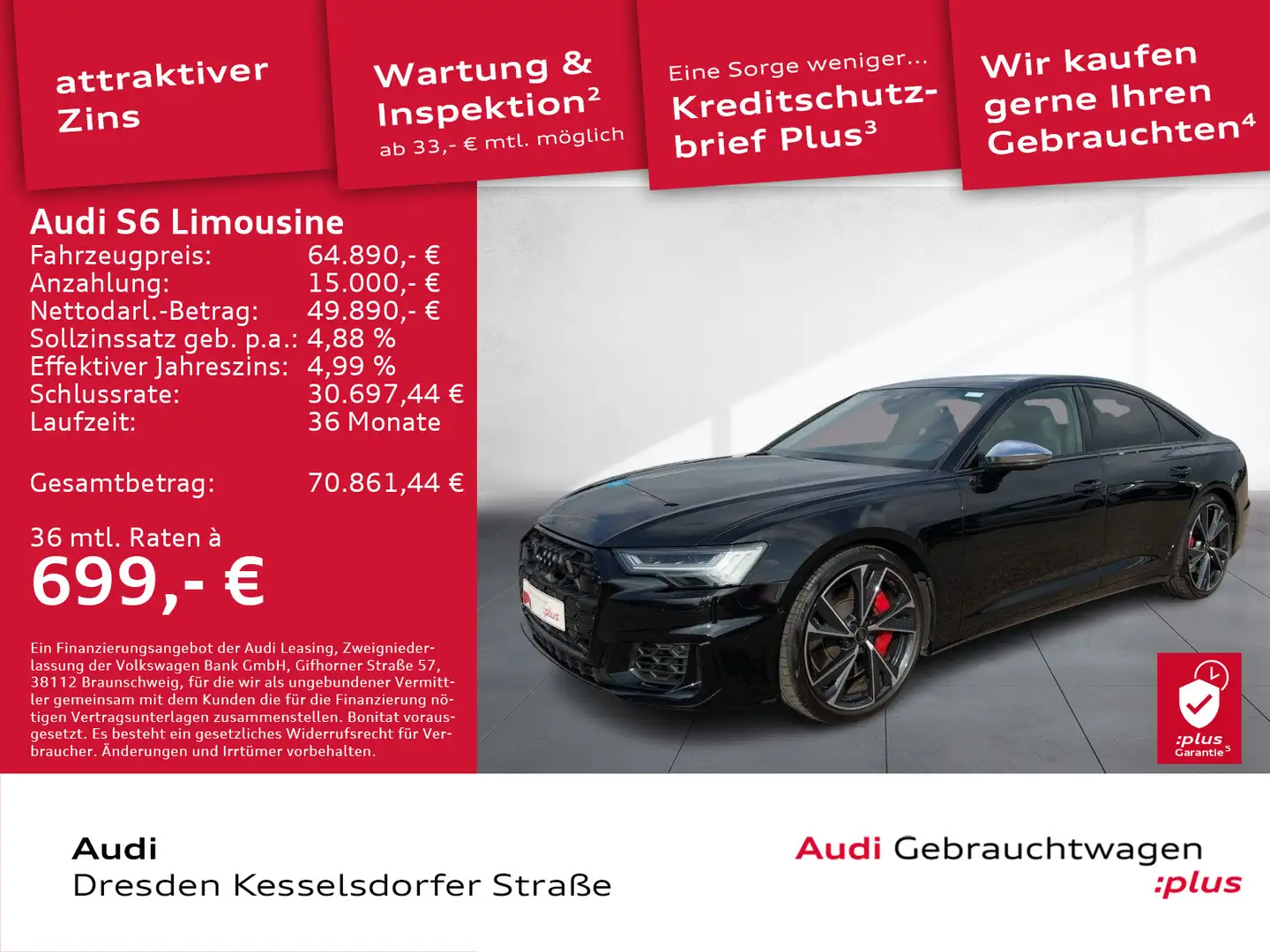 Audi S6 3.0 TDI Q. Kamera GRA LED Navi Schwarz - 1