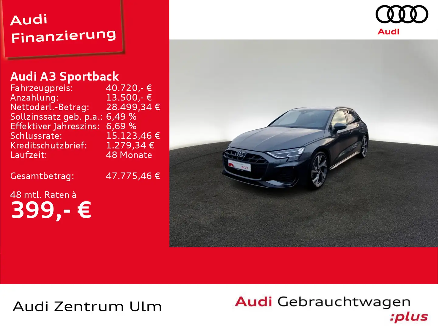 Audi A3 S-Line 35 TDI 19 AHK HuD NAVI SONOS Grau - 1