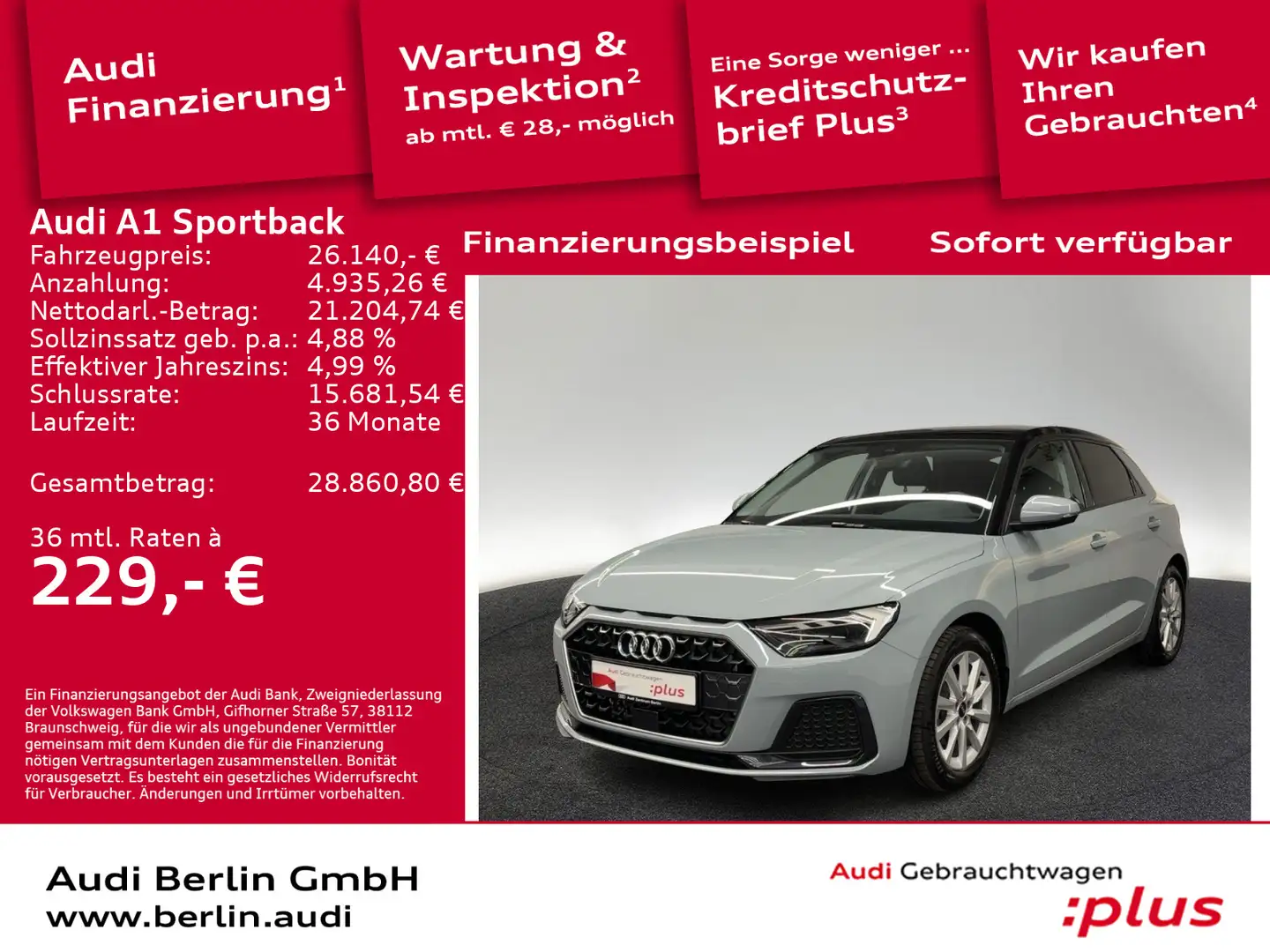Audi A1 Advanced 30 TFSI S tr. VIRTUAL LED Grau - 1