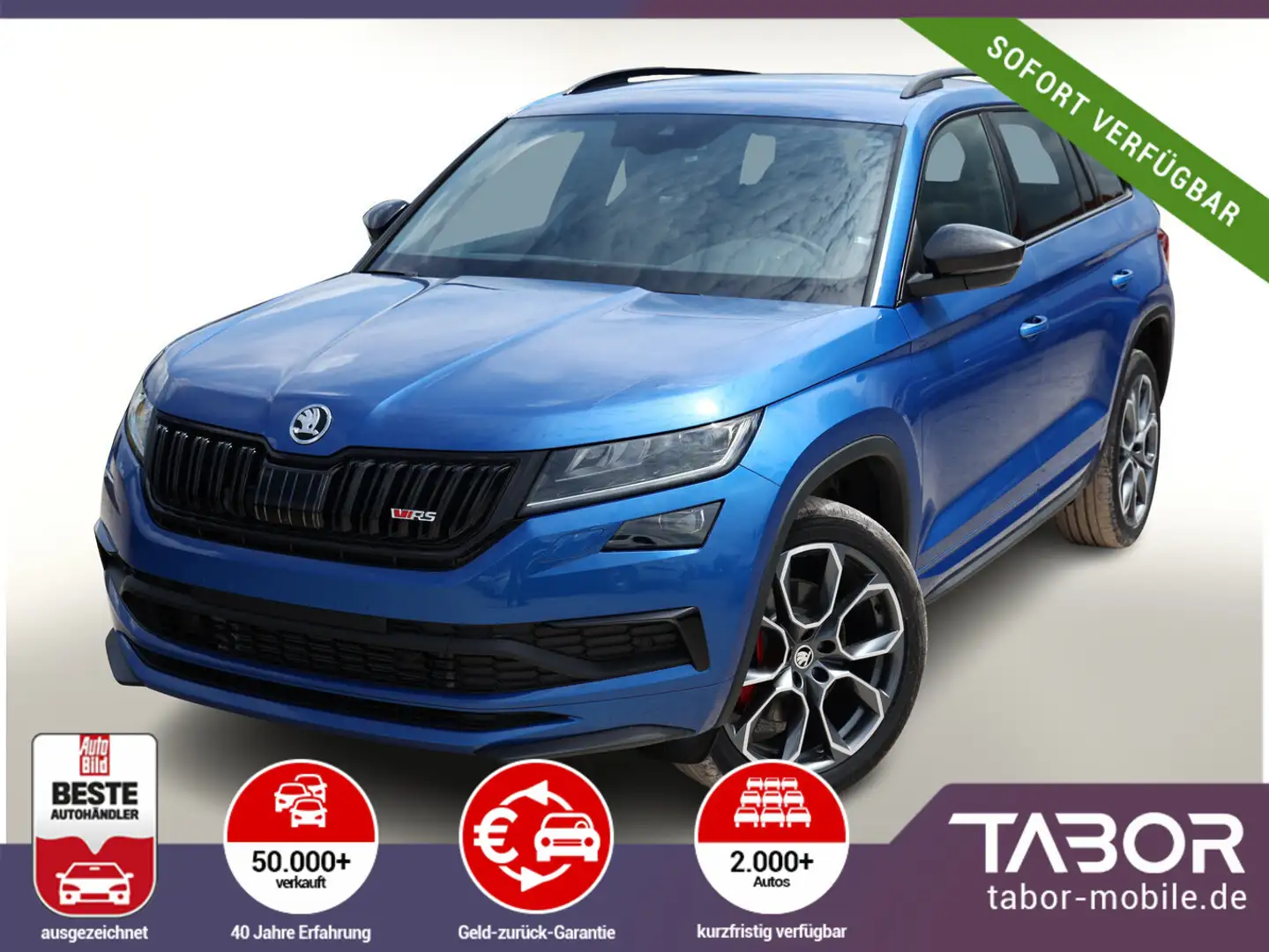 Skoda Kodiaq RS 2.0 Bi-TDI DSG 4x4 7S LED Nav ACC elHK Bleu - 1