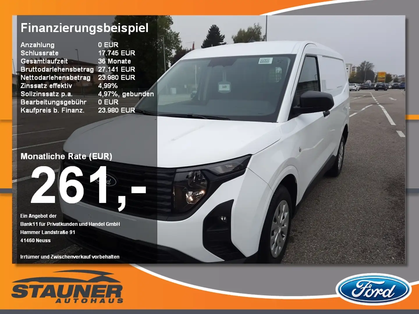 Ford Transit Courier 1.5 EcoBlue Trend PDC RFK Weiß - 1