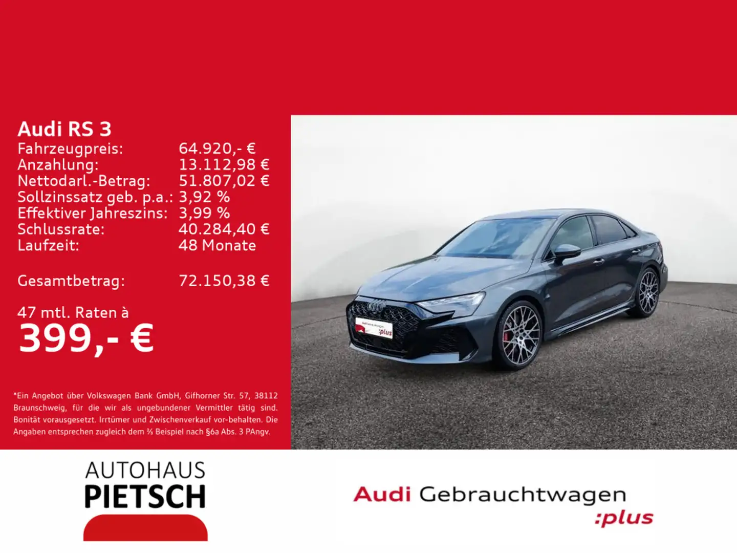 Audi RS3 RS3 Limousine 2.5 TFSI quattro 280 km/h Matrix Grau - 1