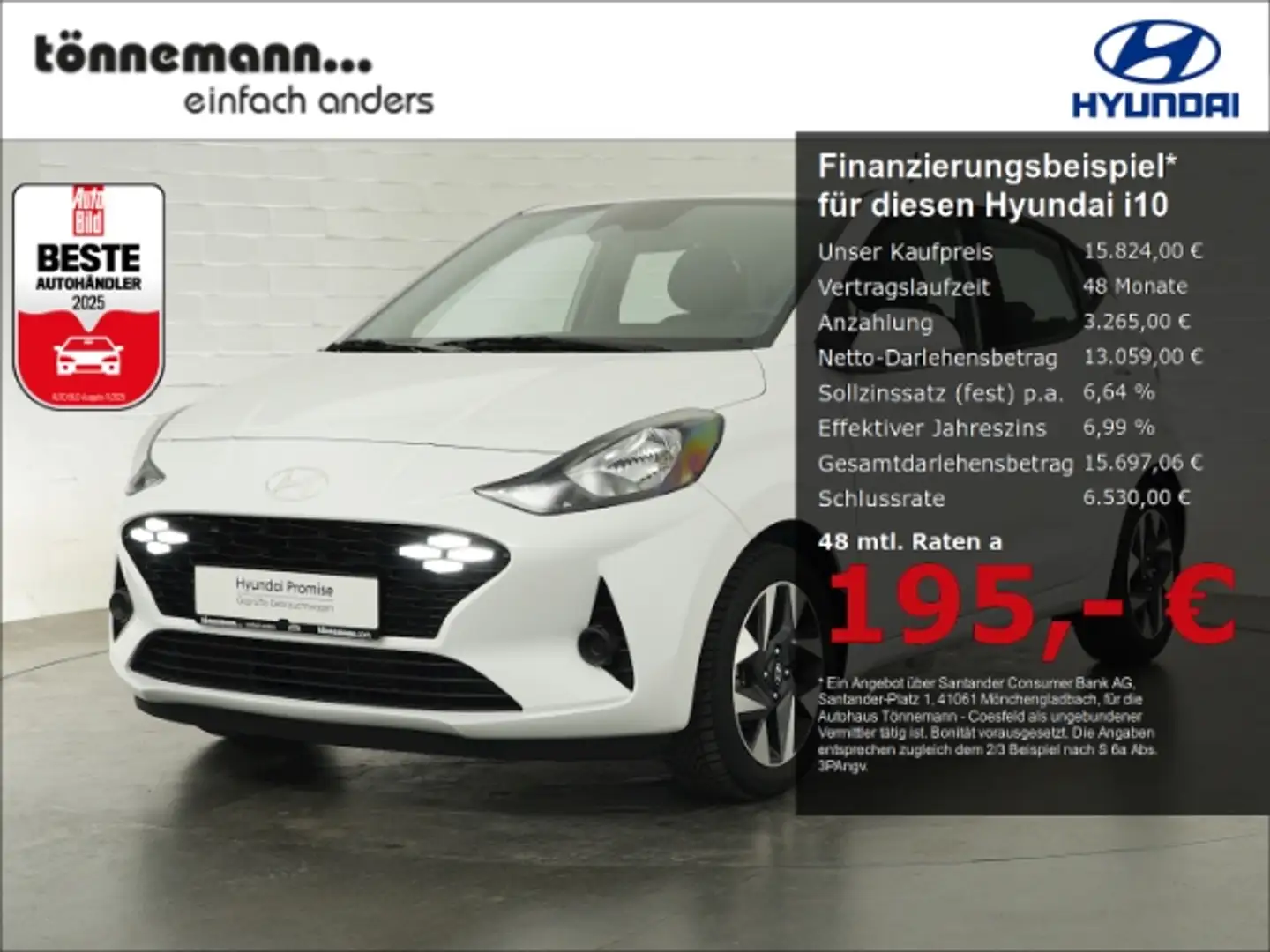 Hyundai i10 FACELIFT TREND+NAVI+RÜCKFAHRKAMERA+SITZHEIZUNG+LEN Blanc - 1