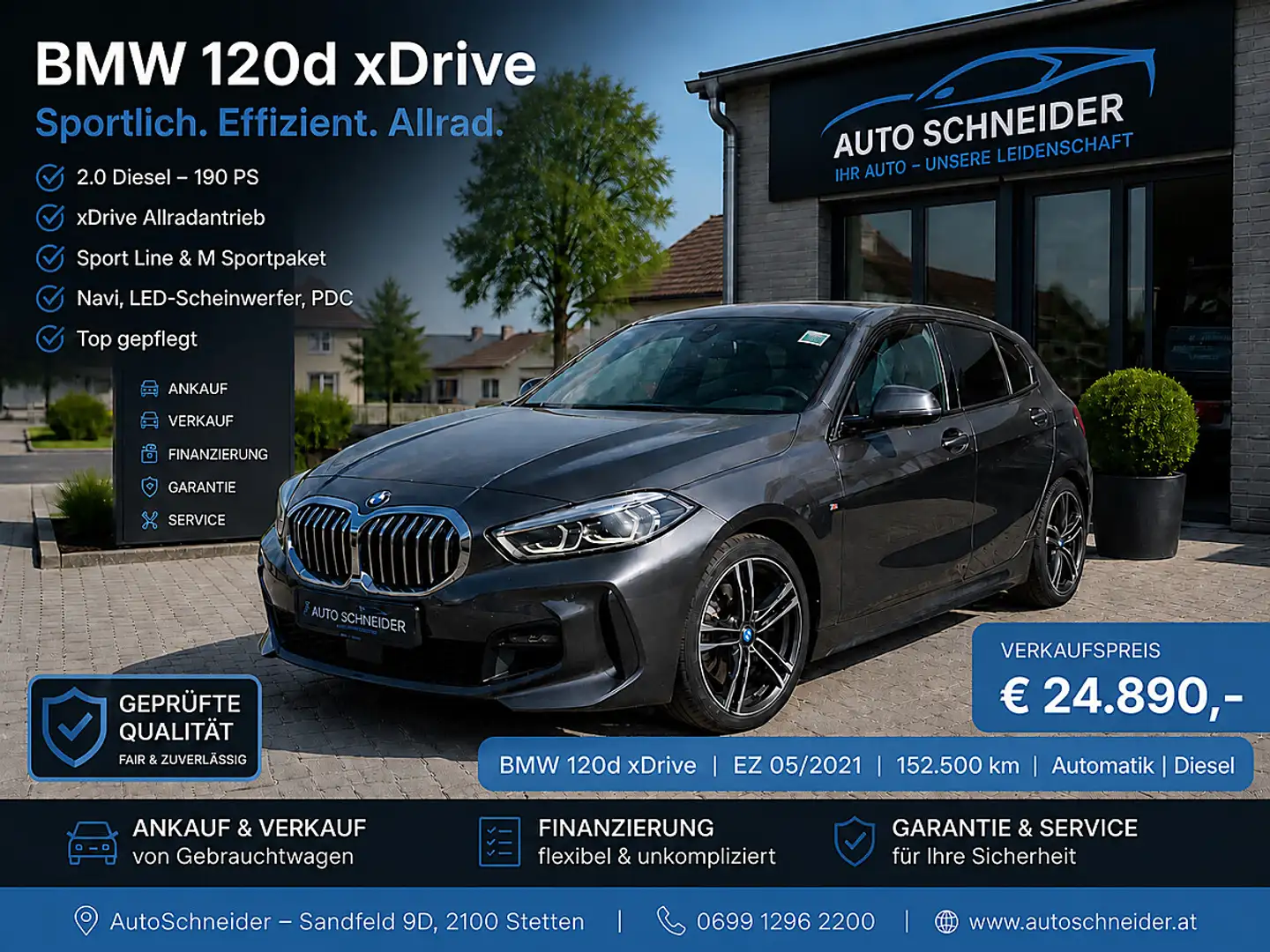 BMW 120 d xDrive Aut. M Sport Head Up Display Allrad Grau - 1