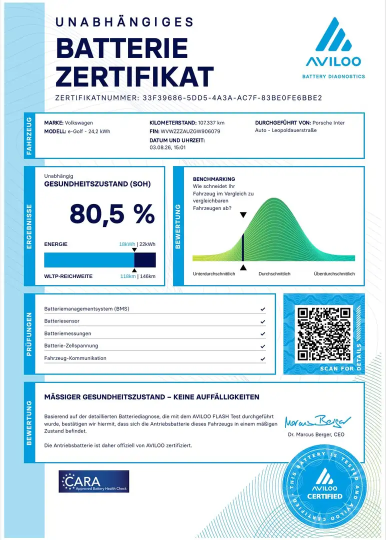 Volkswagen e-Golf e-Golf 24,2kWh (mit Batterie) Weiß - 1