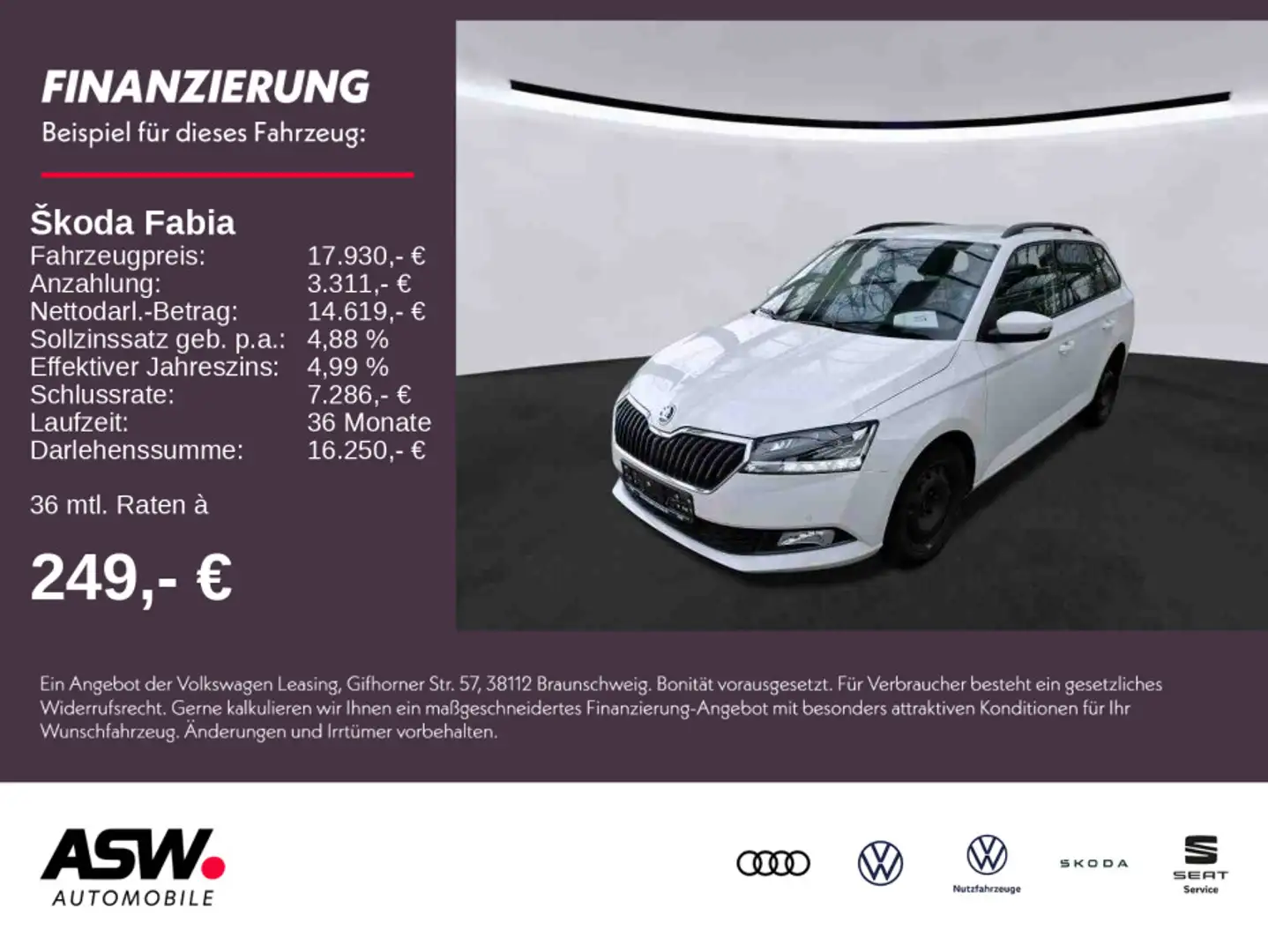Skoda Fabia Combi Clever Best of 1.0 TSI LED Navi PDC Bianco - 1