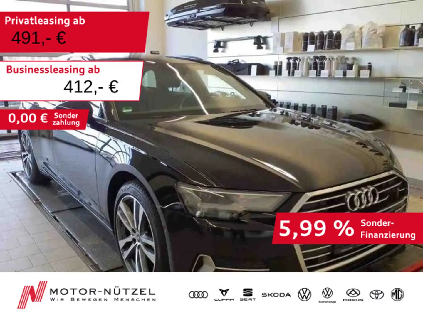 Audi A6 40 TDI S-TR SPORT LED+NAVI+PANO+AHK-Vob Zwart - 1