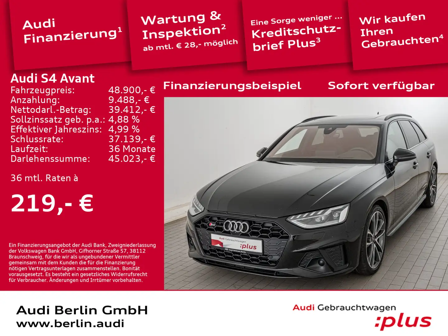 Audi S4 qu. TDI tiptr. AHK RFK PDC MATRIX NAVI Чорний - 1