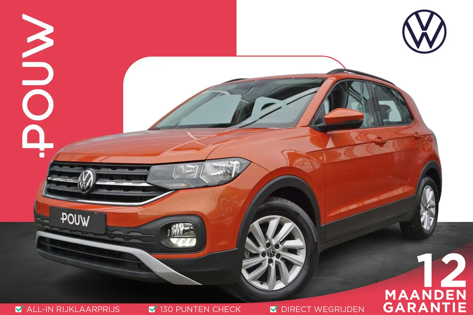 Volkswagen T-Cross 1.0 TSI 95pk Life | Adaptive Cruise | Apple Carpla Oranje - 1