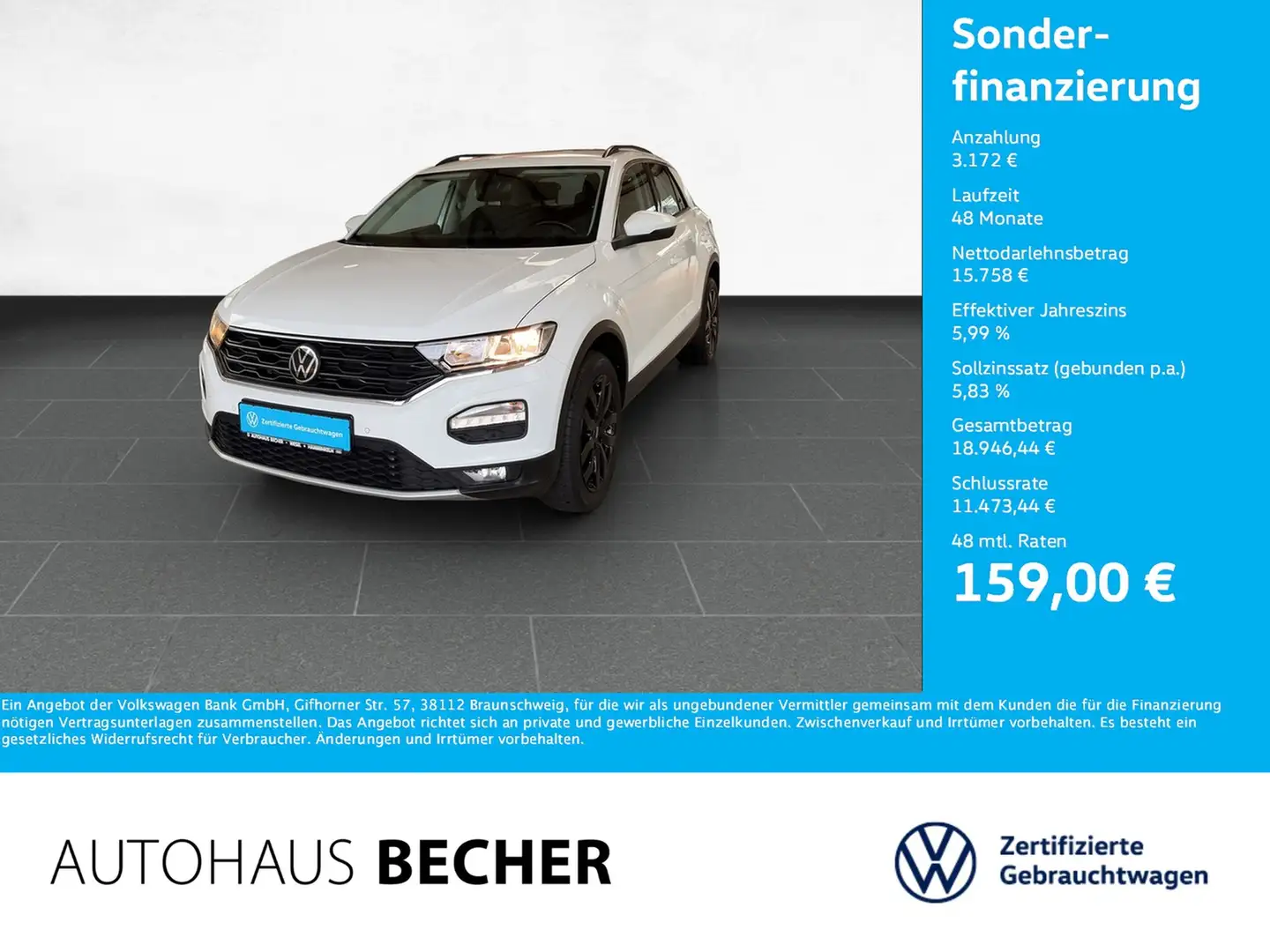 Volkswagen T-Roc Style 1.0 TSI 6-Gang /CarPlay/LED Weiß - 1