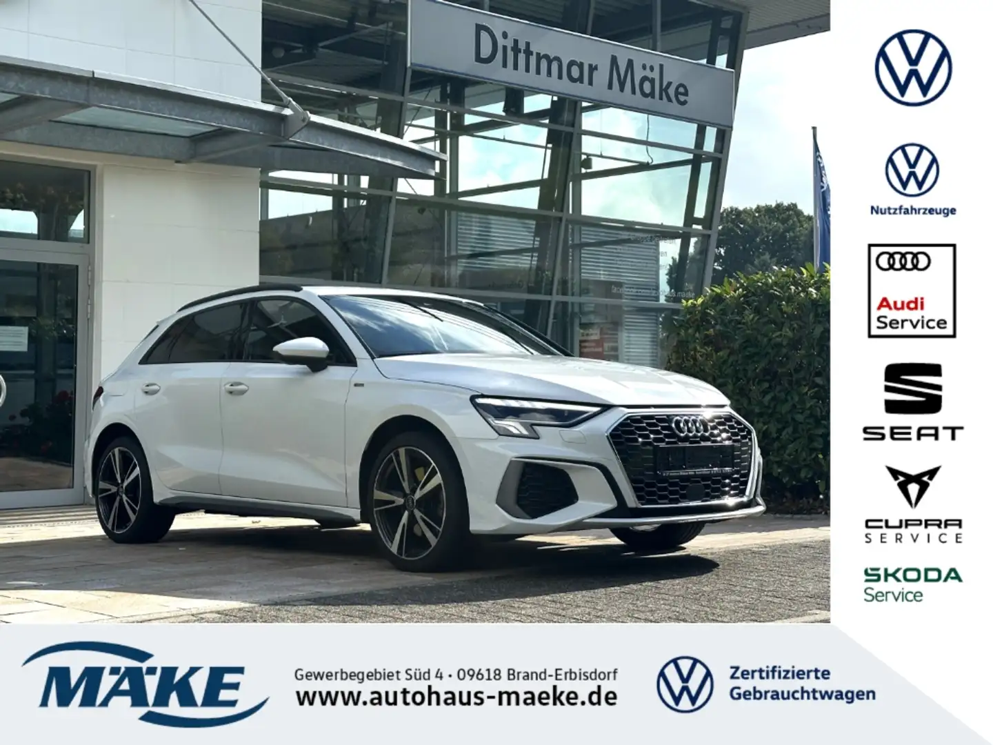 Audi A3 Sportback S-Line 40 TFSI e LED NAV AHZV SHZ VC Белый - 1