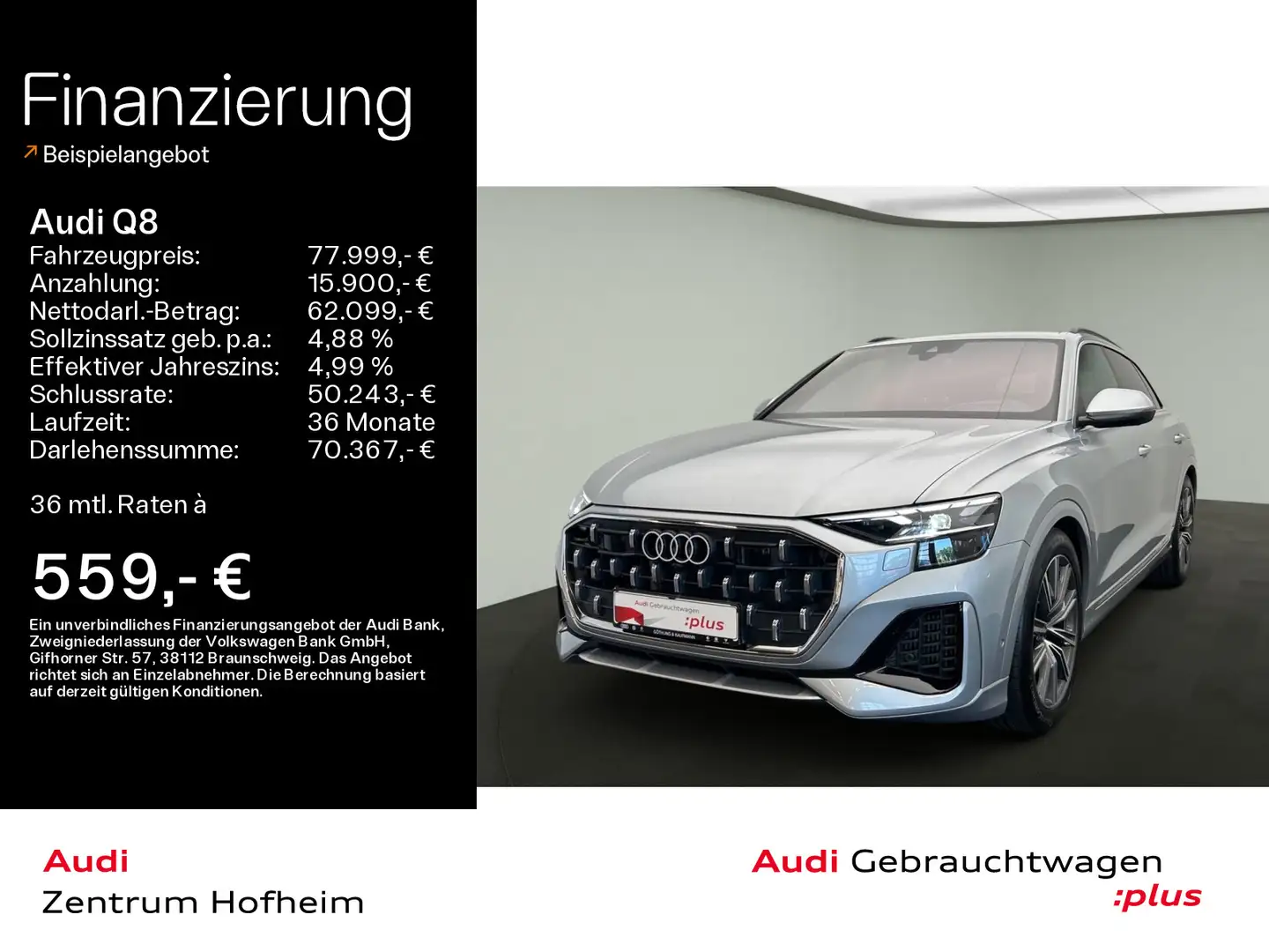 Audi Q8 55 TFSIe qu S line tip*Air*B&O*HUD*Matrix*Vir Silber - 1