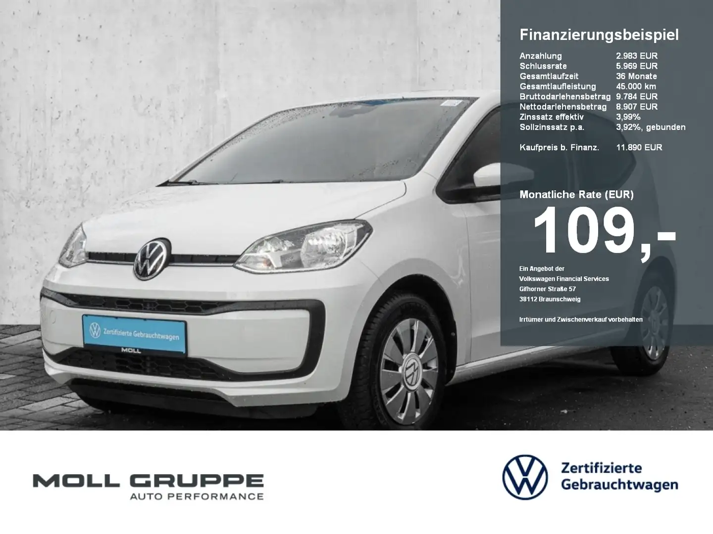 Volkswagen up! move  1.0 KAM Weiß - 1