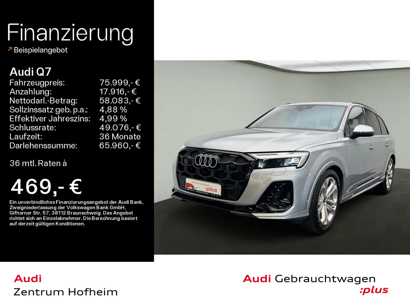 Audi Q7 55 TFSIe qu S line tip*B&O*HUD*Pano*Matrix*Vi Silber - 1