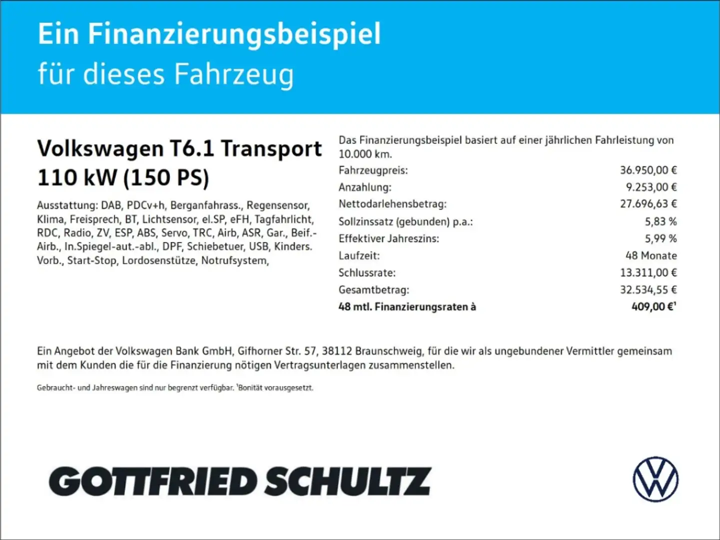 Volkswagen T6.1 Transporter Kombi EcoProfi 2.0 TDI KLIMA PDC APP CONNECT Weiß - 2