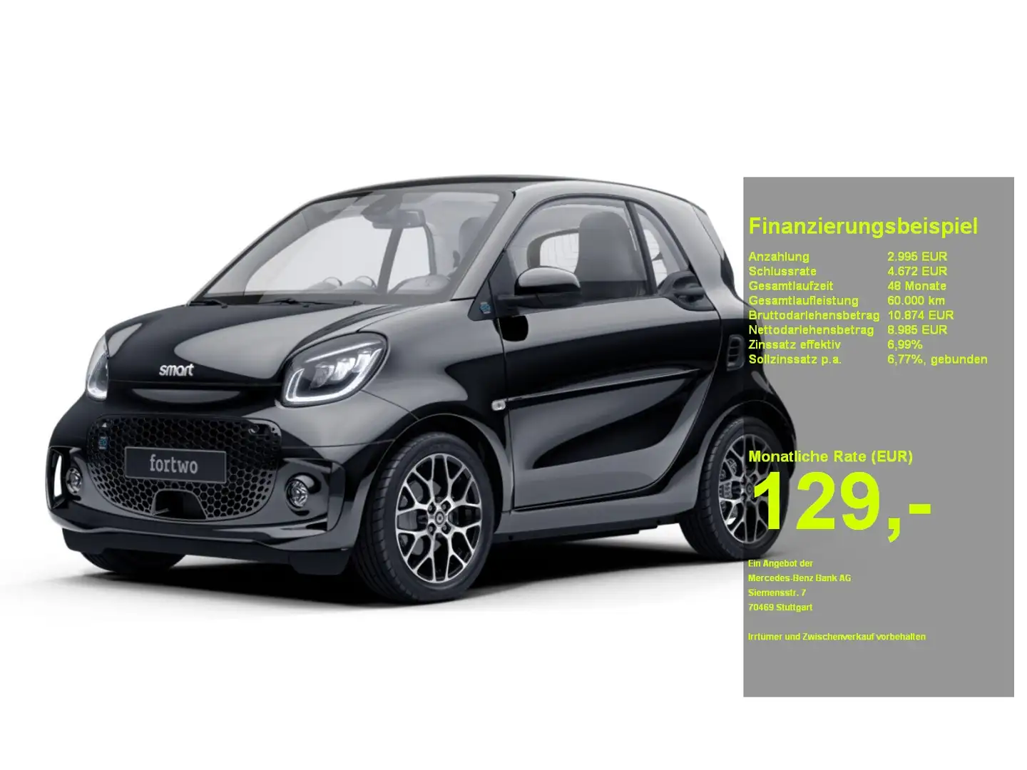 smart forTwo EQ Ambiente+KAMERA+PANO+Leder+AUT+SHZ+LED Schwarz - 1