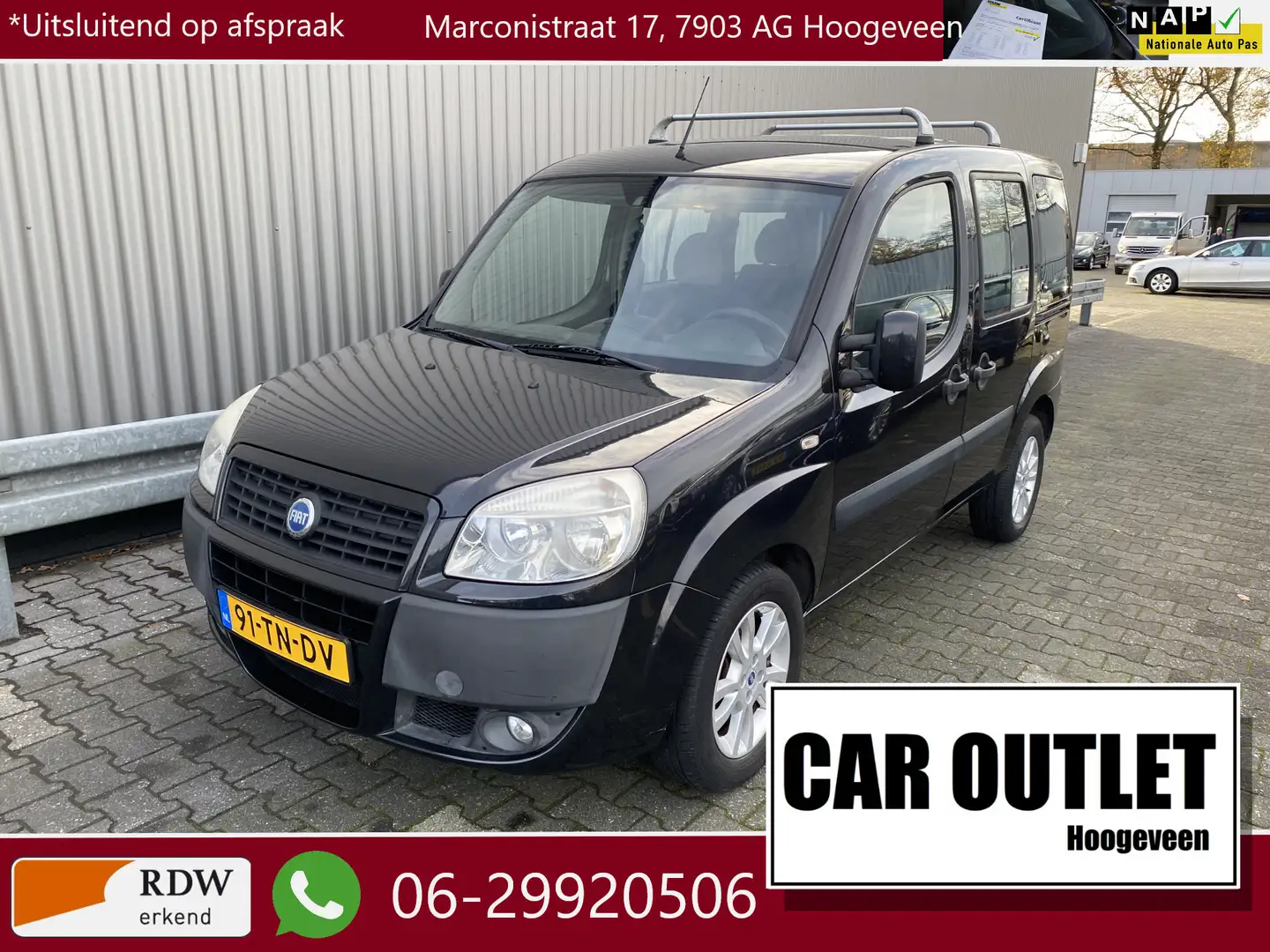 Fiat Doblo 1.4 Family Plus Airconditioning, LM, Trekh, Nieuw Zwart - 1