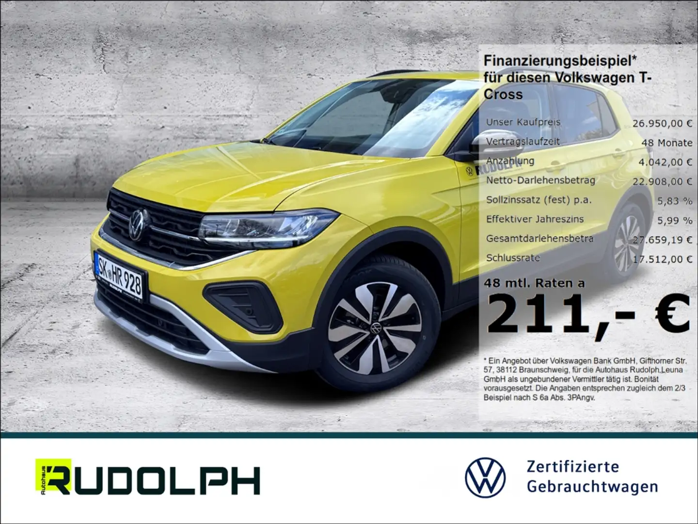 Volkswagen T-Cross Goal 1.0 TSI DSG BT Navi AHK SHZ PDC Fernlichtass. Gelb - 1