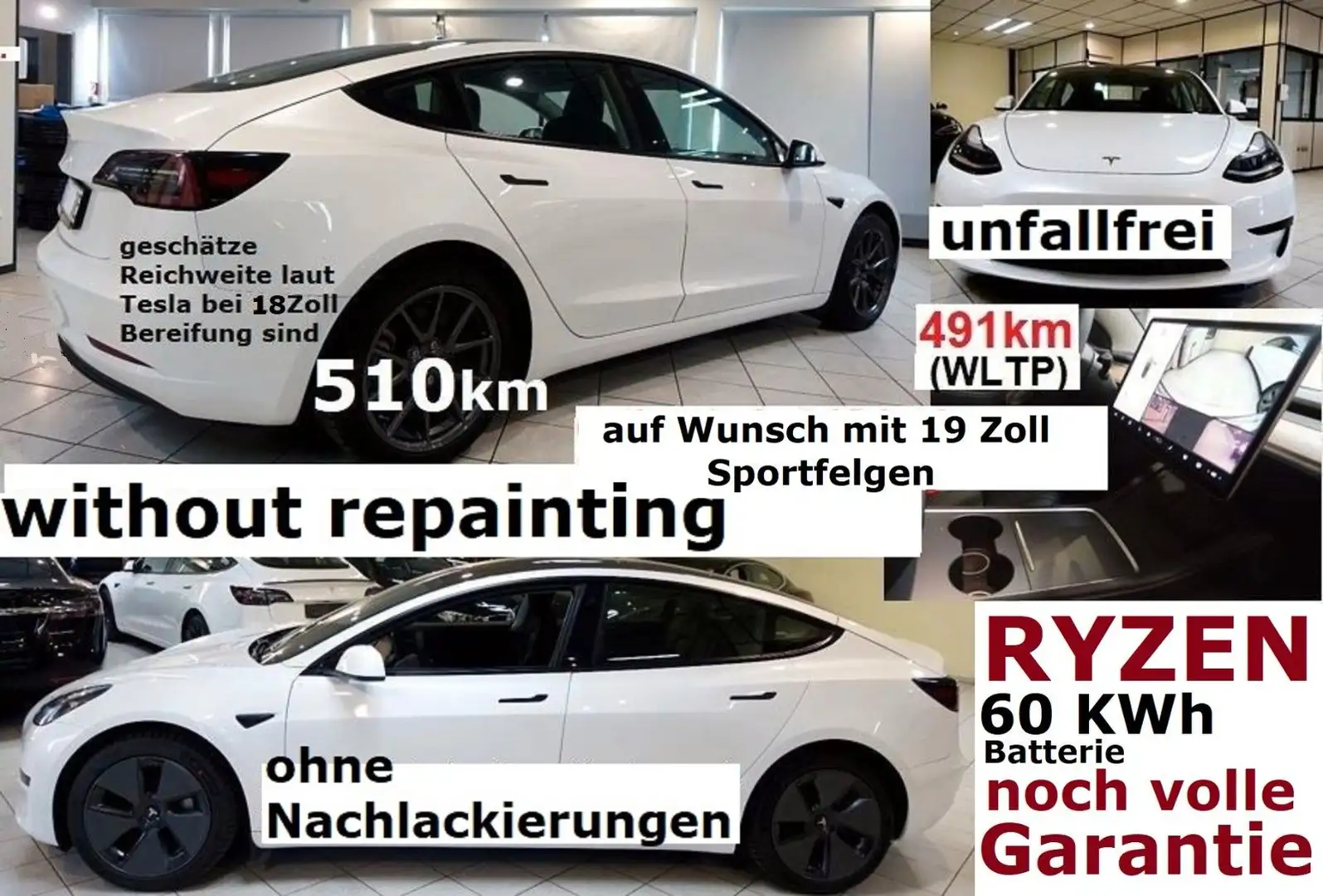 Tesla Model 3 +ohne Nachlackierung+ kaufe auch Tesla an Weiß - 1