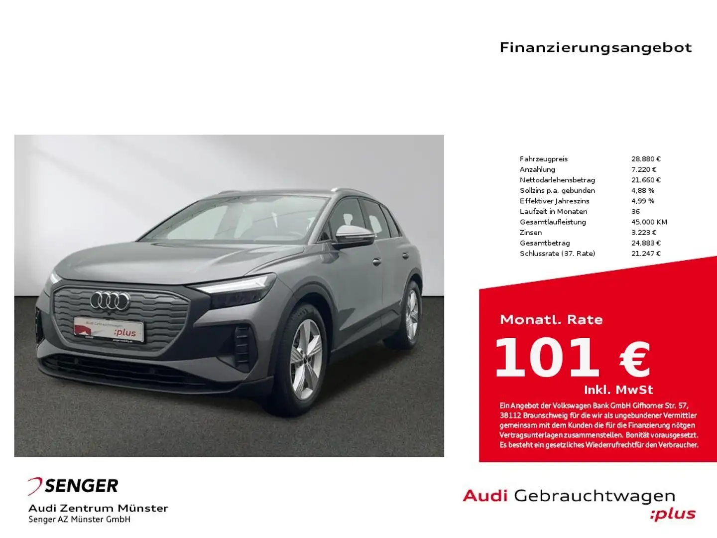 Audi Q4 e-tron 40 MMI LED B&O Standheizung Leder Grau - 1