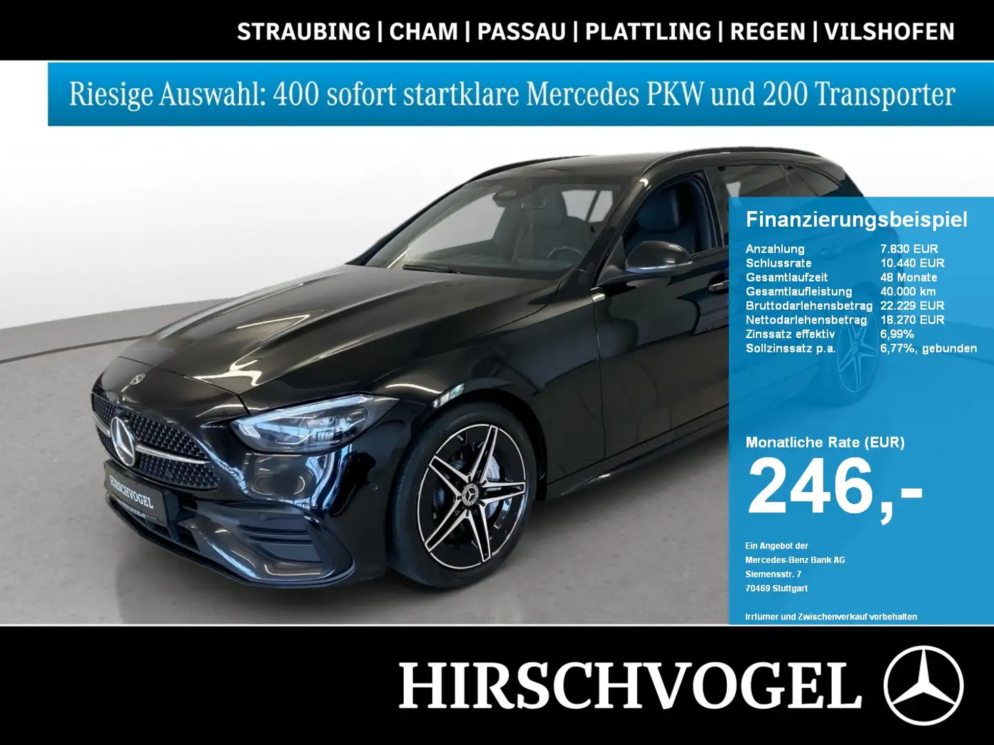 Mercedes-Benz C 220 d AMG-Line+Night+AHK+MBUX+Navi-Pr.+LED+Kam Schwarz - 1