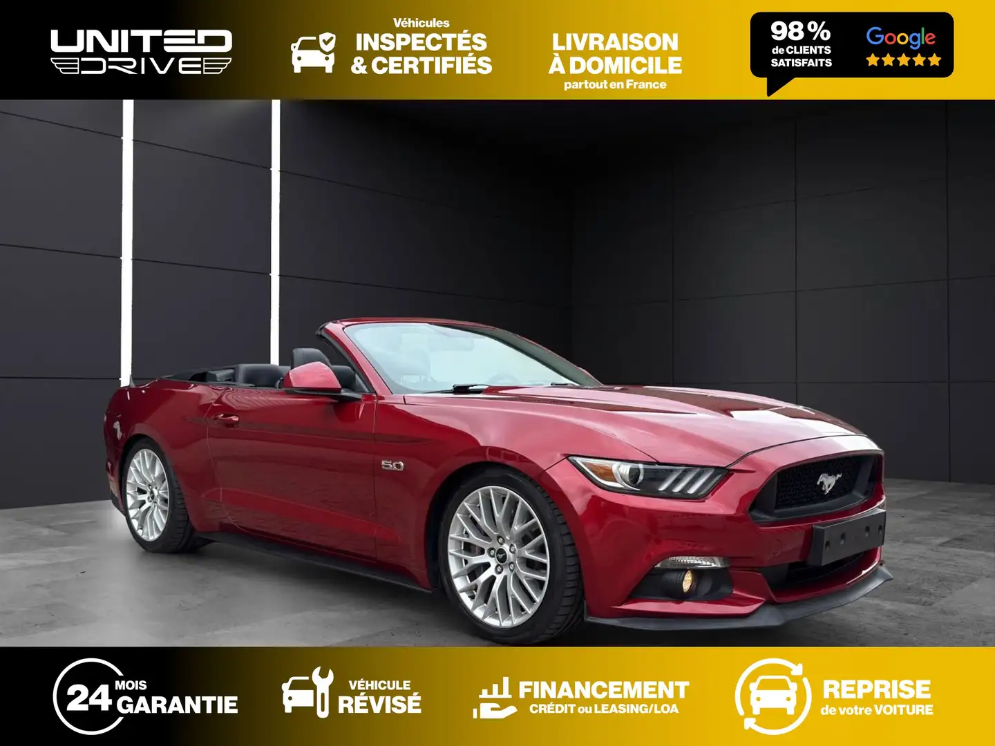Ford Mustang Convertible V8 5.0 421 GT A 421CV Rouge - 1