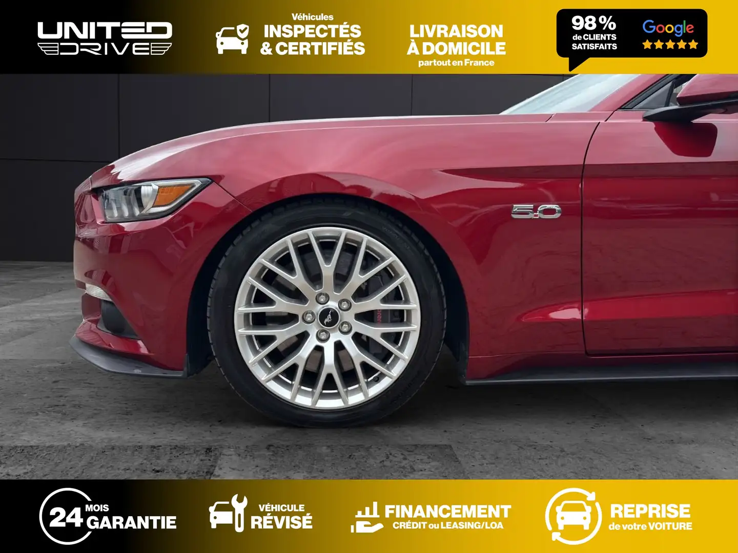 Ford Mustang Convertible V8 5.0 421 GT A 421CV Rouge - 2