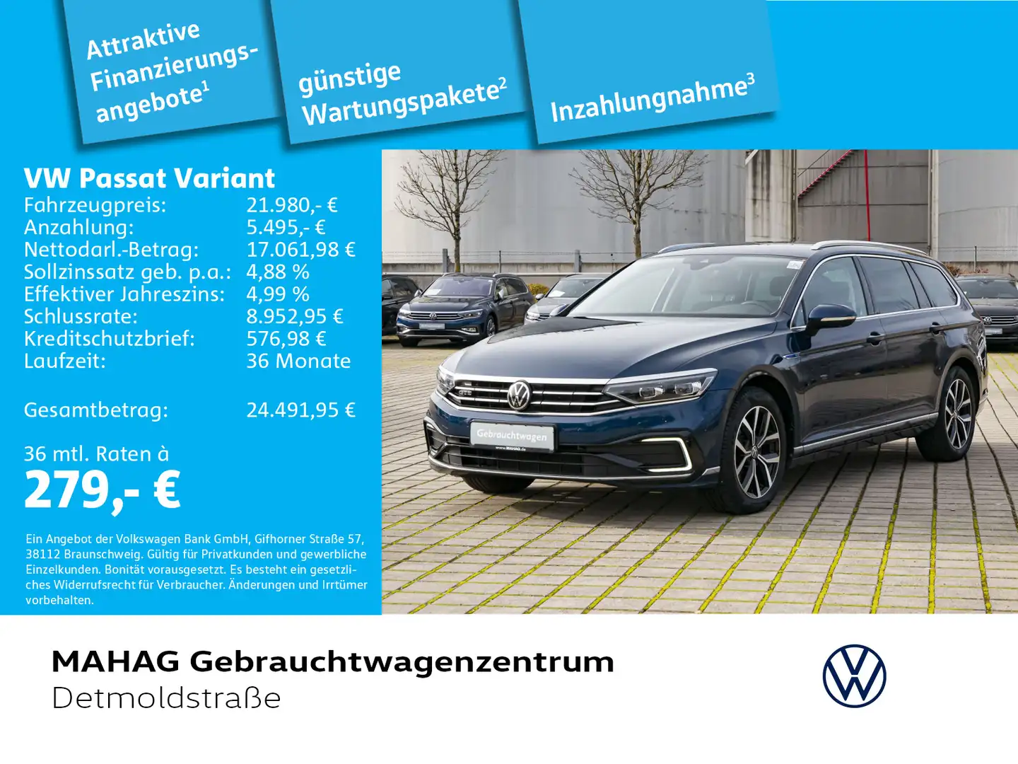 Volkswagen Passat Variant GTE 1.4 TSI eHybrid Navi LED Kame Blau - 1