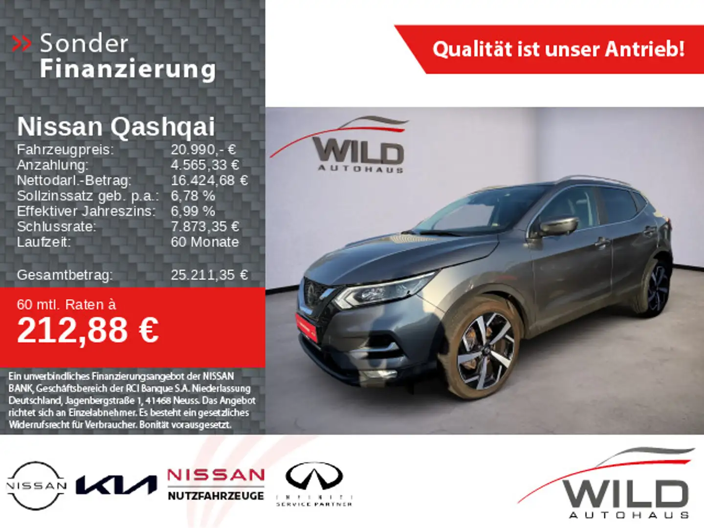 Nissan Qashqai 1.3 DIG-T Akari, SHZ, Pano-Dach, Leder Grau - 1