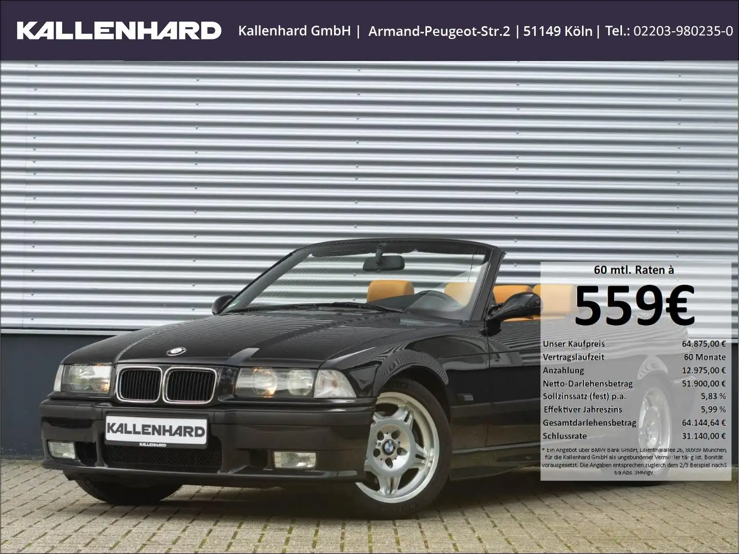 BMW M3 Cabrio-2.Hand-Erstlack M3E36 M3 Schwarz - 1