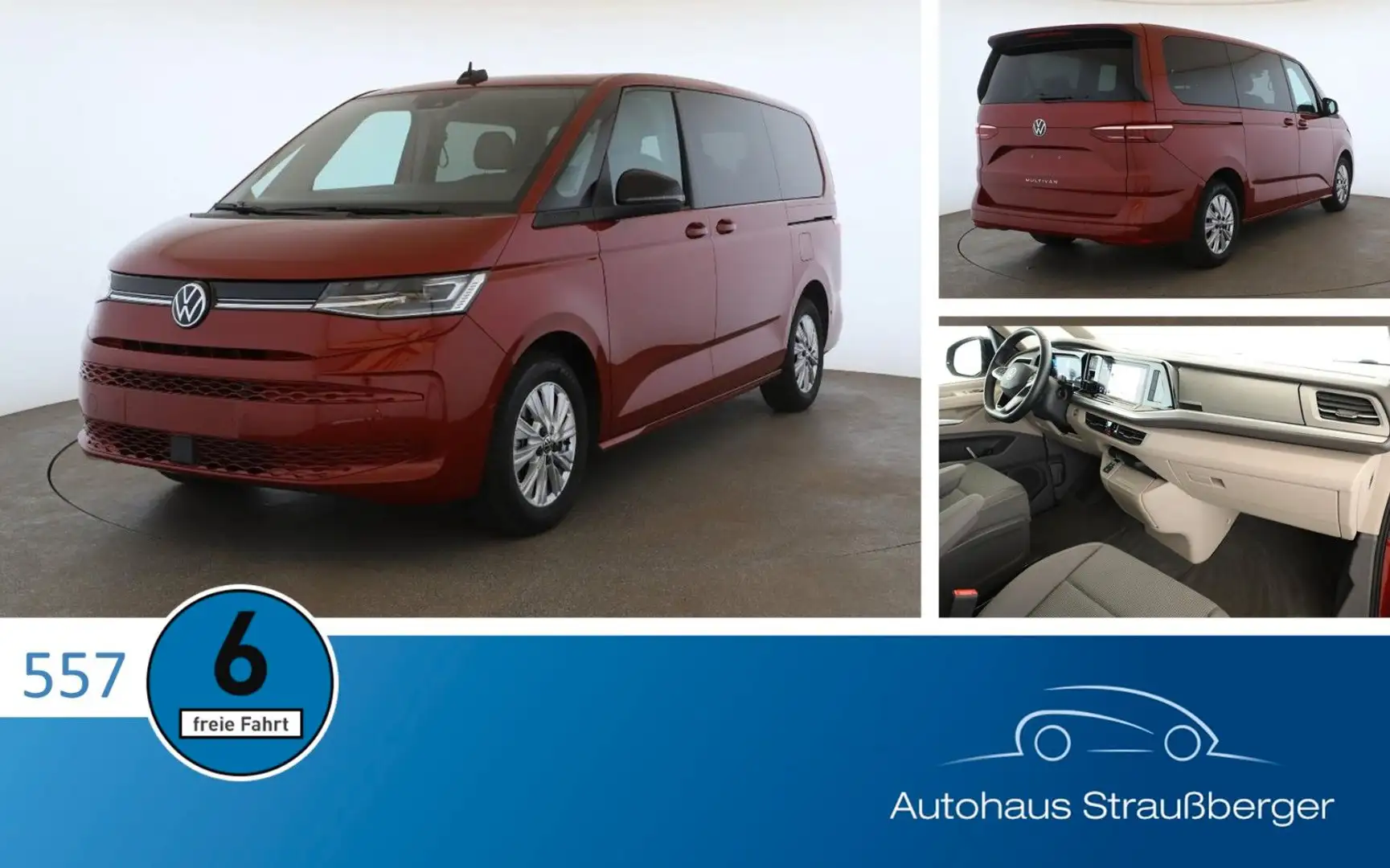 Volkswagen T7 Multivan TDI LR Life 6-S IQ AHK Pano ACC Rojo - 1