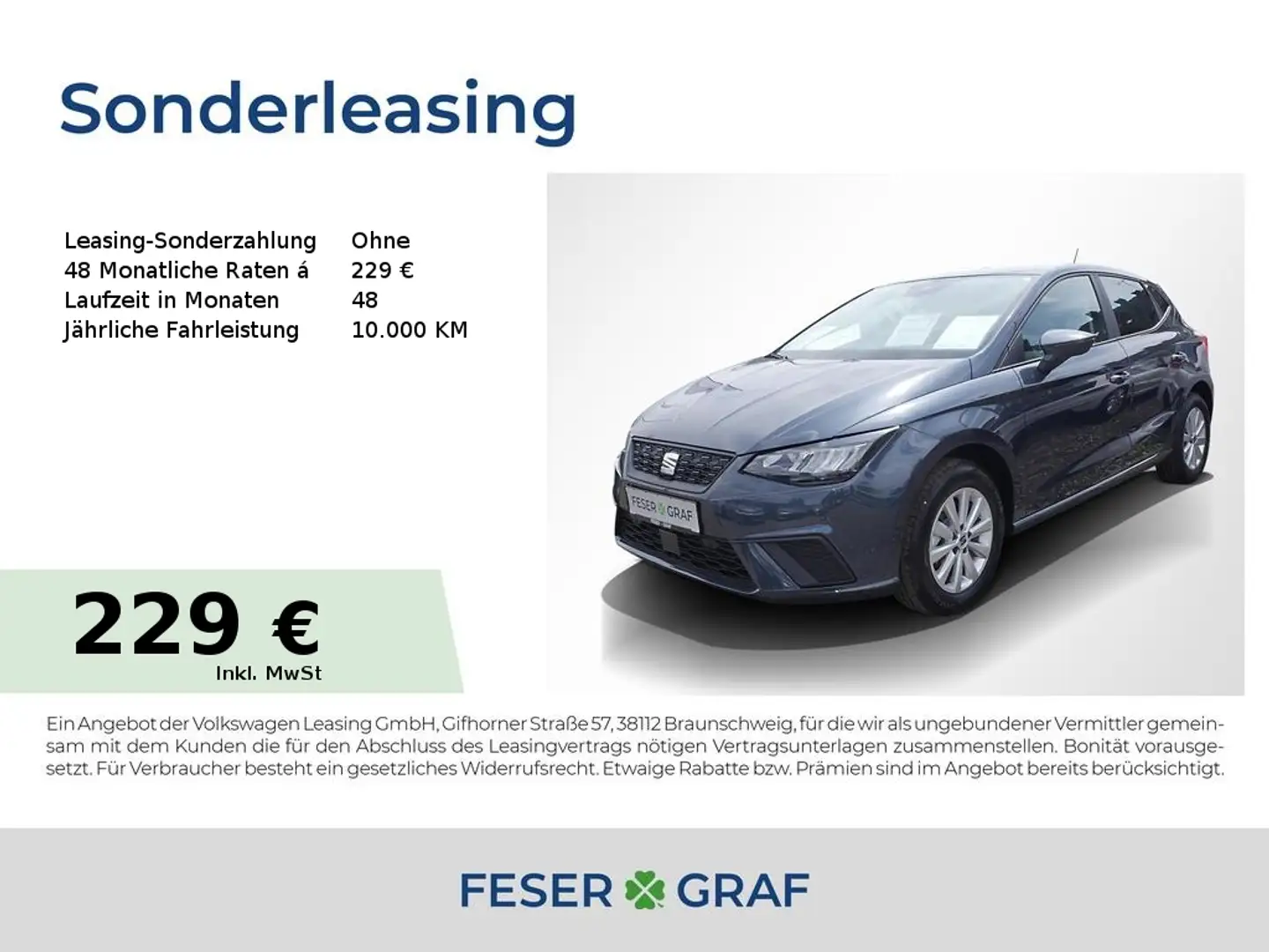 SEAT Ibiza 1.0 TSI Road Edition DSG Navi RüKa Sitzh. Grau - 1