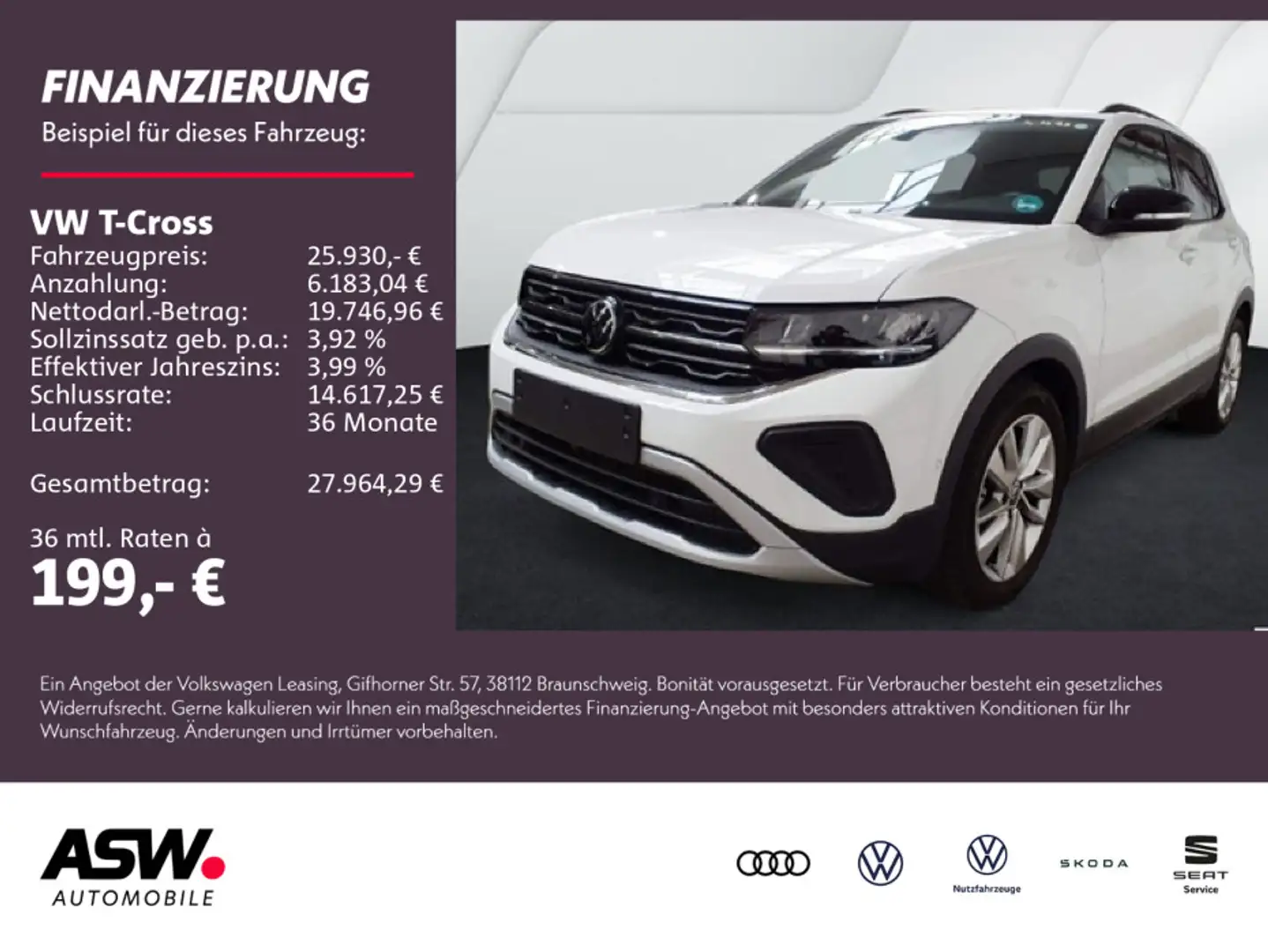 Volkswagen T-Cross Goal 1.0TSI DSG LED Navi PDC SHZ ACC AHK Weiß - 1