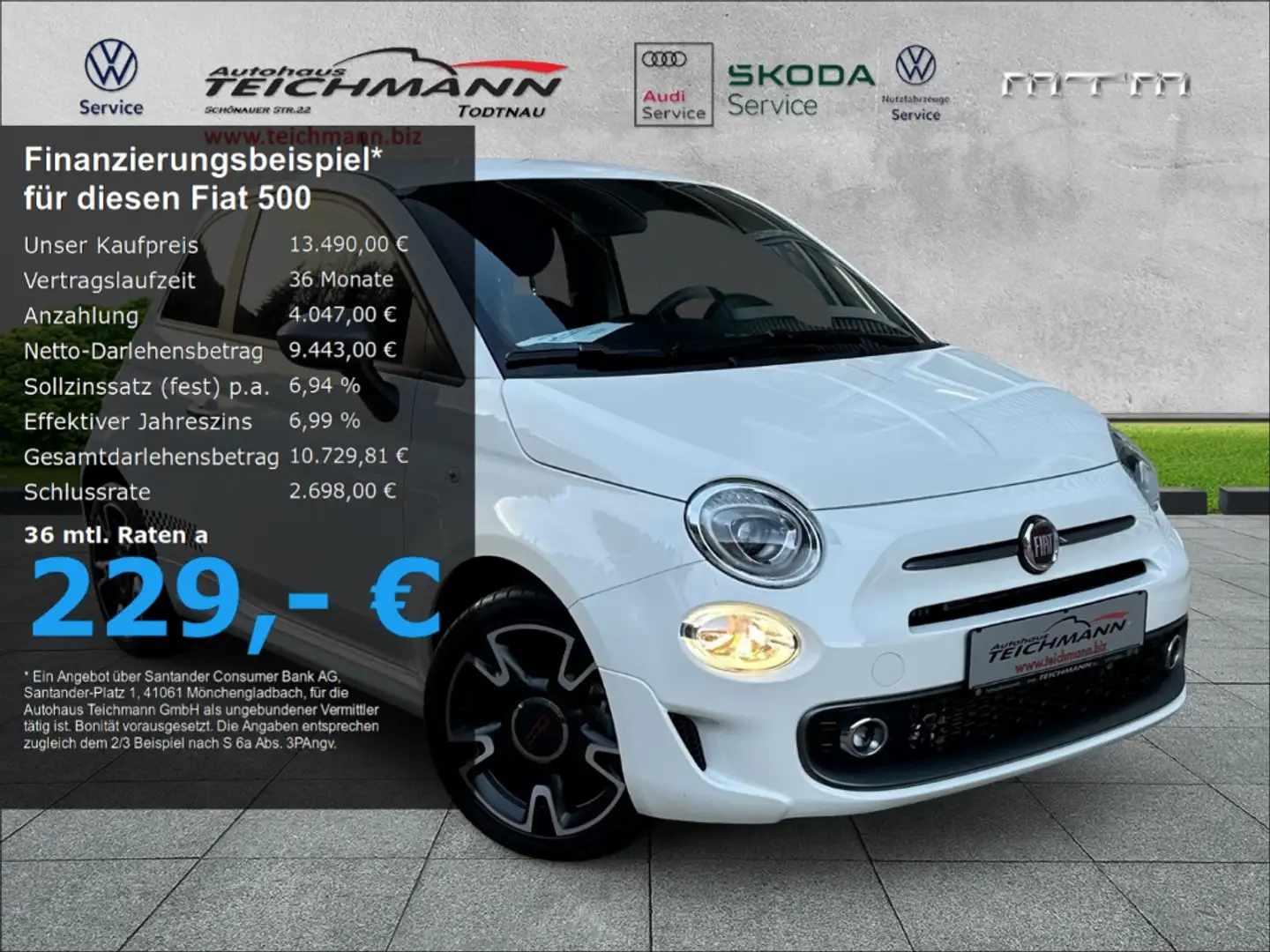 Fiat 500 S Weiß - 1