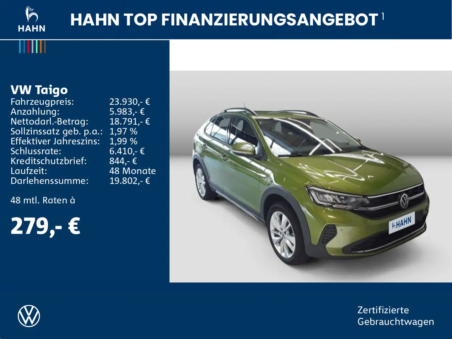 Volkswagen Taigo 1.0TSI DSG Life ACC AHK LED Navi PDC Sitzh Grün - 2